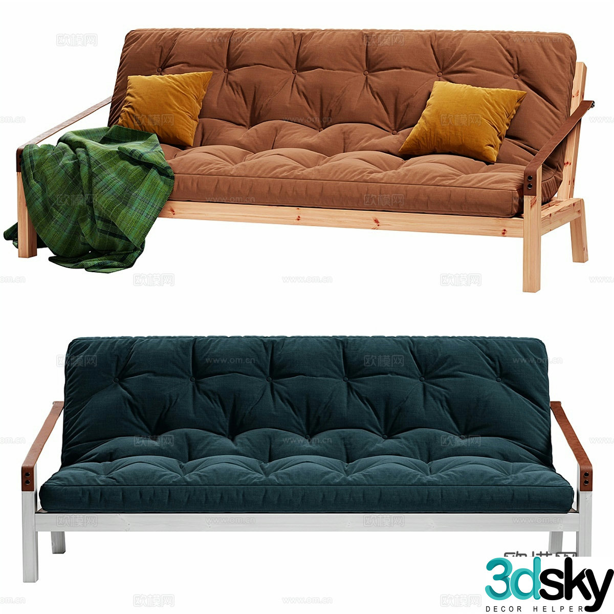 Middle-aged sofa fabric sofa double sofa casual sofa Nordic simple sofa 3D model