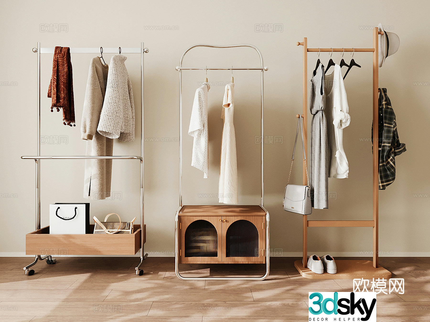 Modern clothes hanger clothes hanger clothes hanger combination metal 3d model