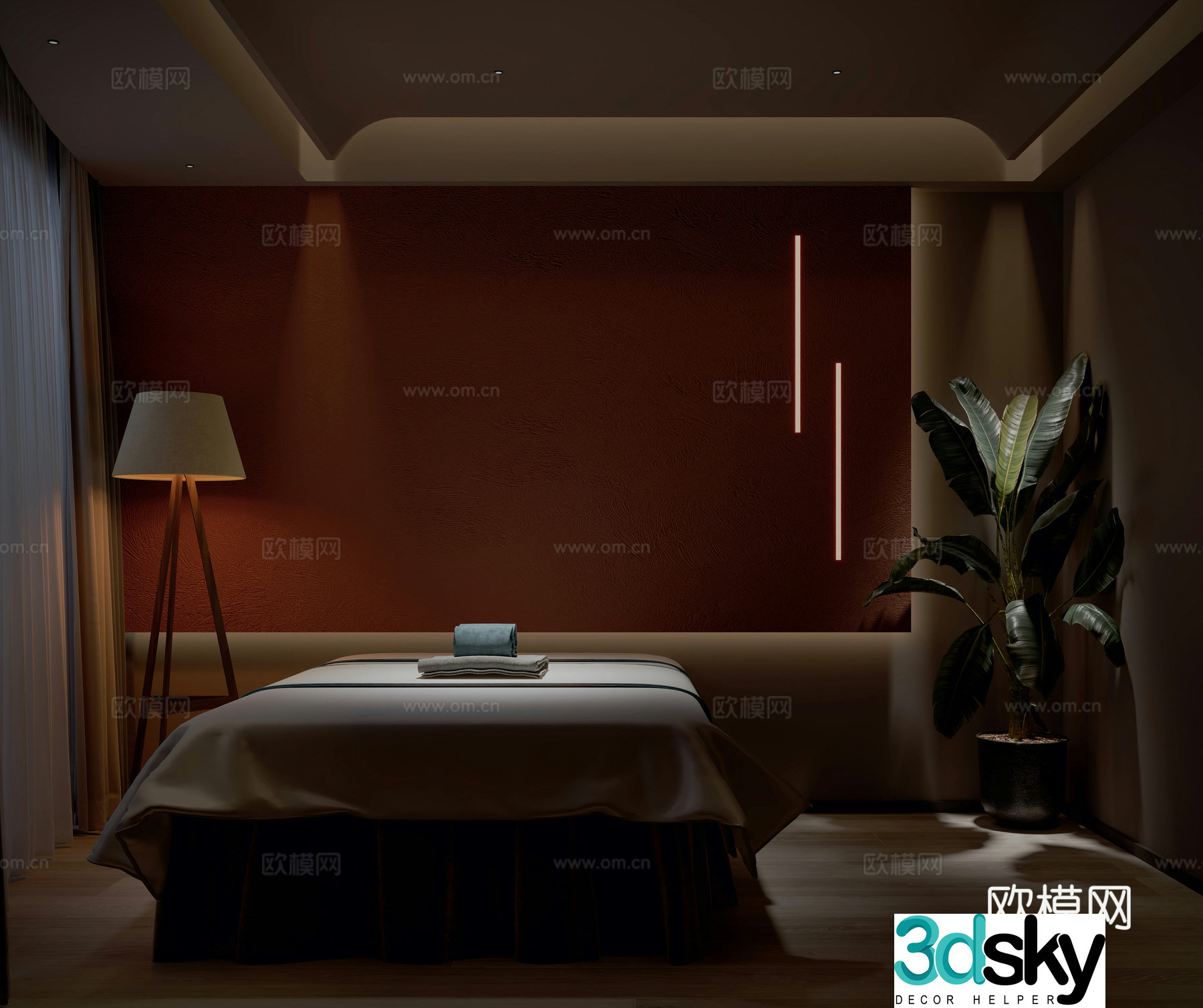 Modern beauty salon SPA massage massage massage bed floor lamp Muzu city 3d model