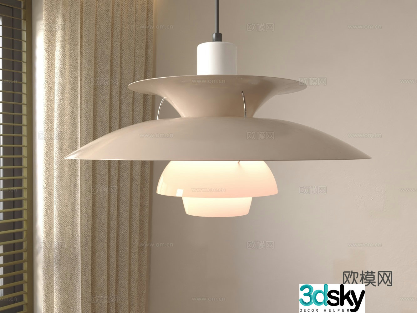 Modern home restaurant chandeliers metal glass lampshade circular chandeliers 3d model