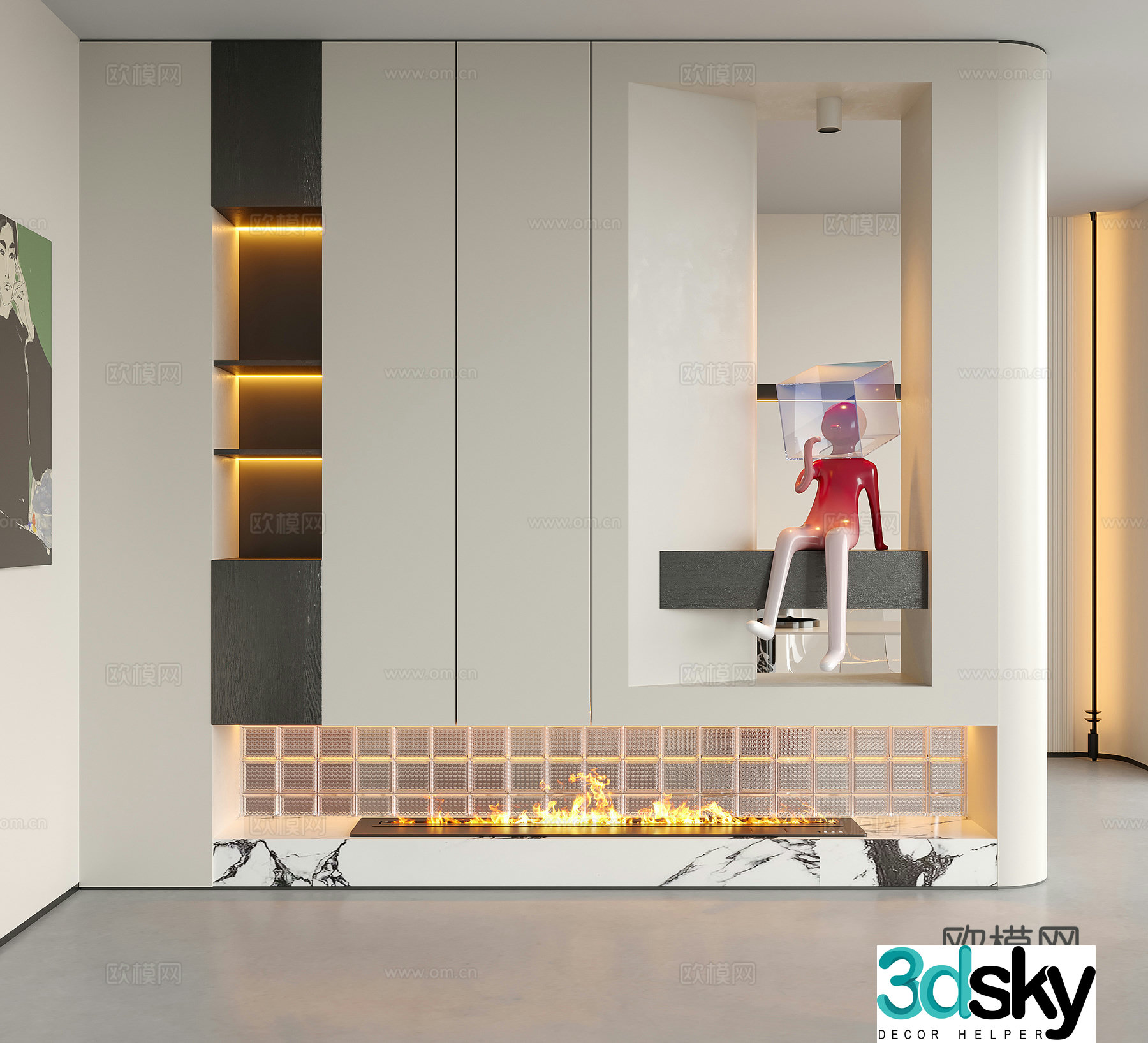 Modern decorative entrance door entrance door partition sculpture ornament 3D model