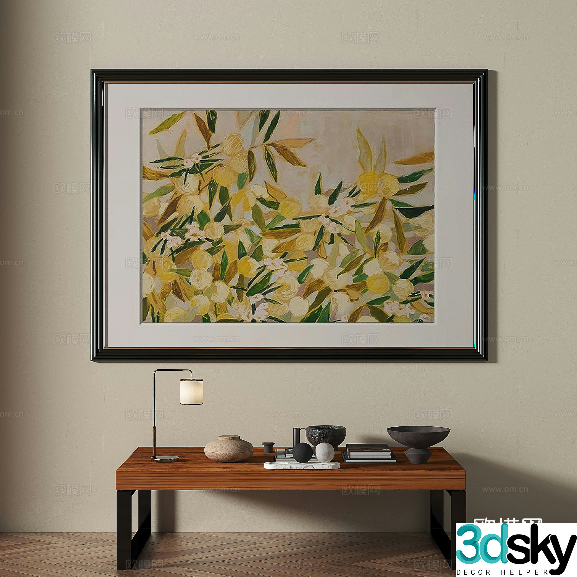 Middle ages retro decorative painting 3d model