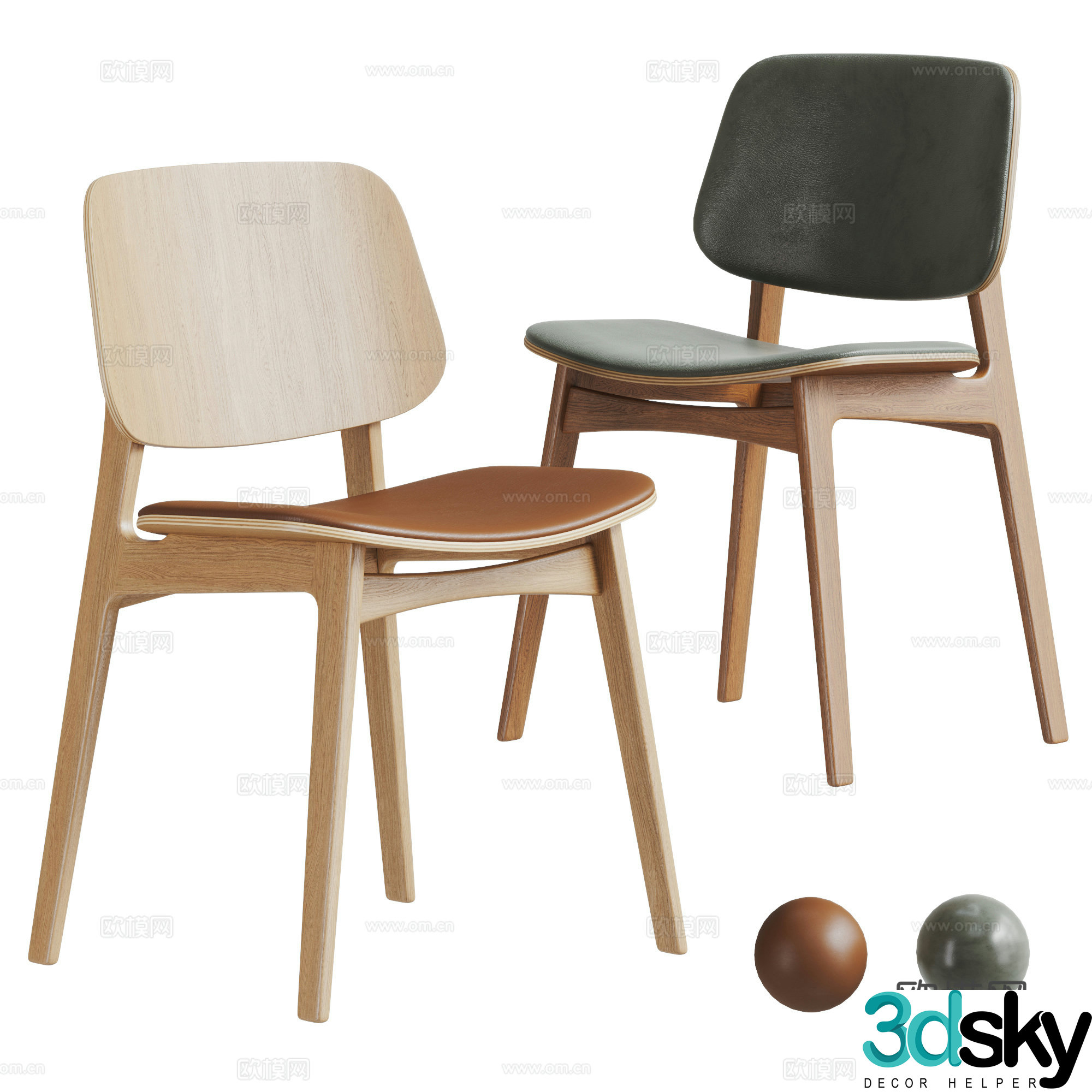 Nordic single chair combination 3D model