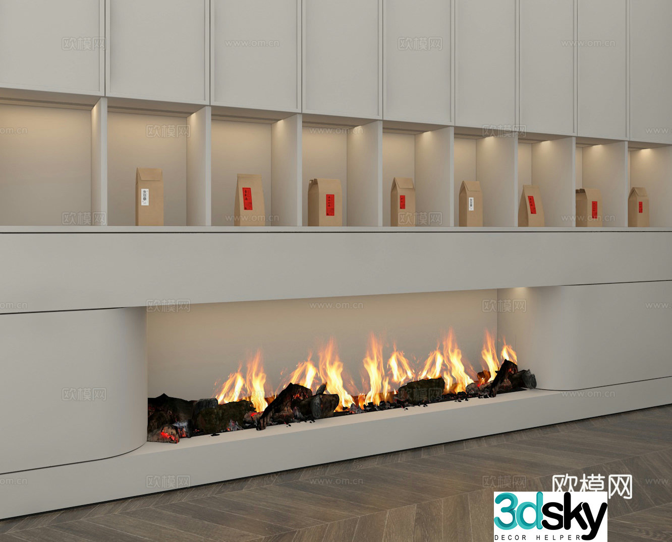 Modern electronic fireplace 3d model