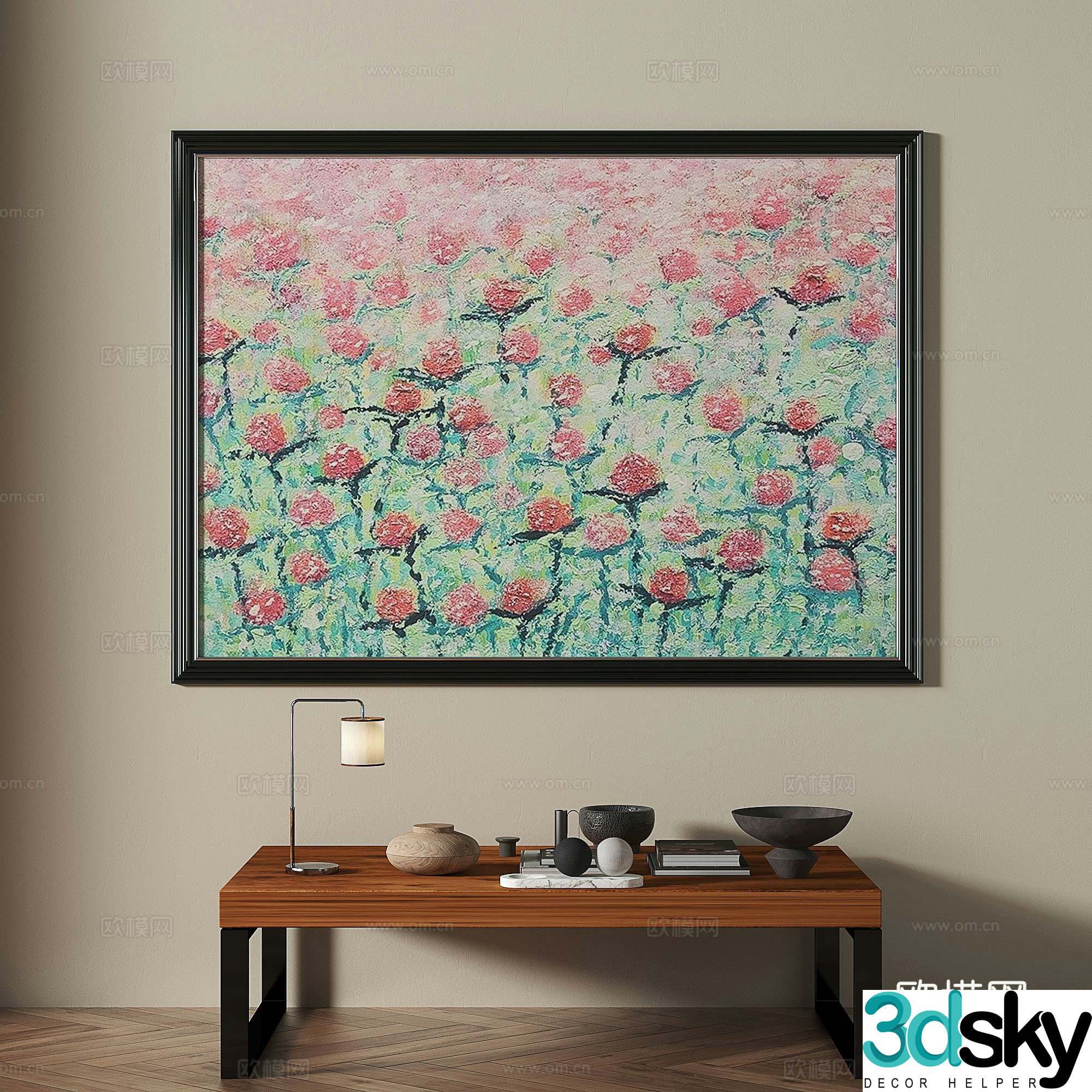 Middle ages retro decorative painting 3d model