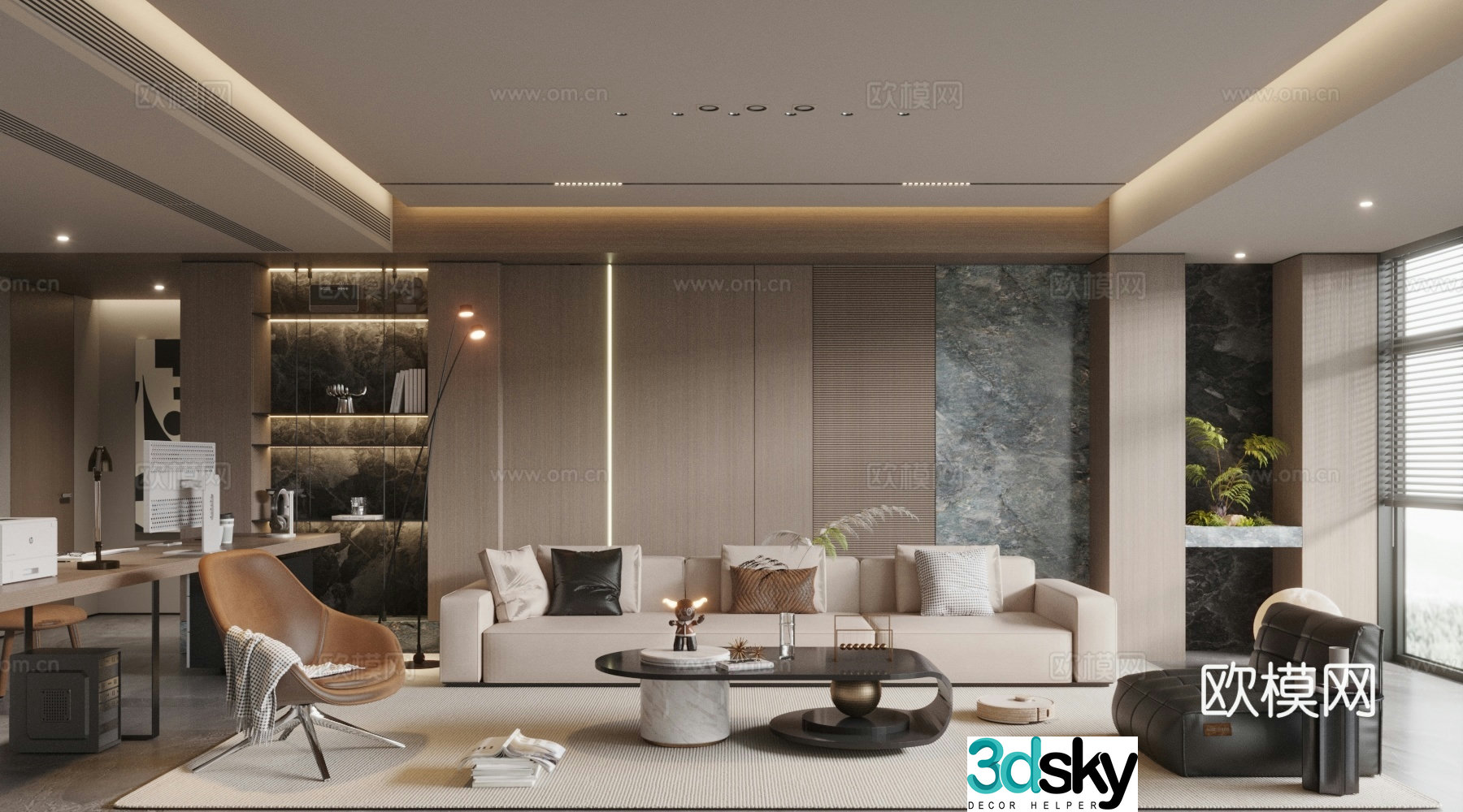 Modern home living room 3d model design 3d model