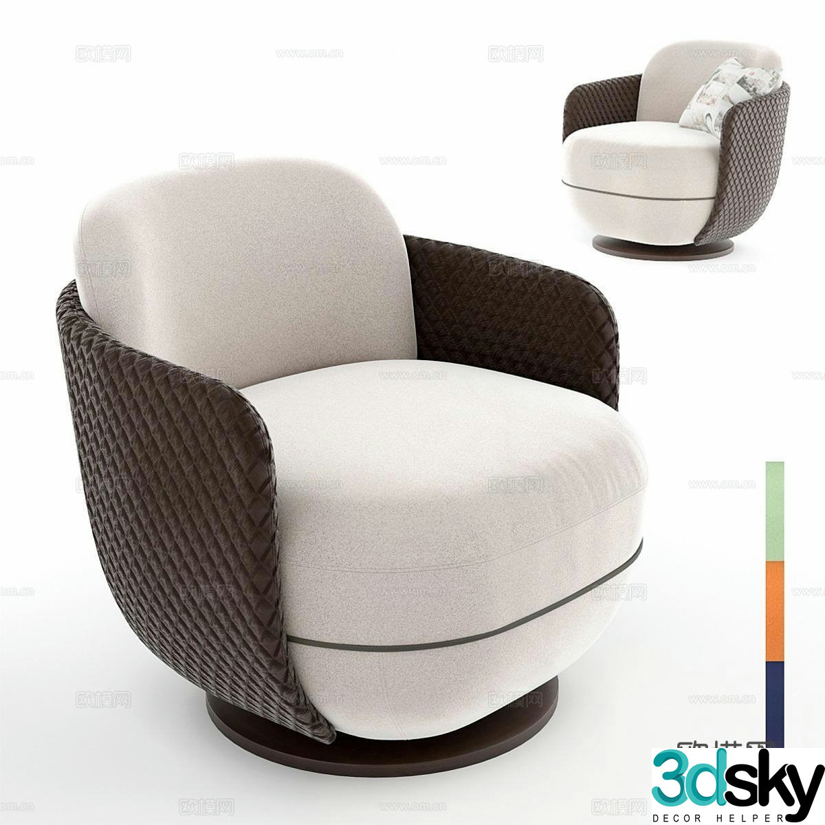 Modern fabric single sofa sofa chair fabric leisure chair armchair outdoor chair 3d model