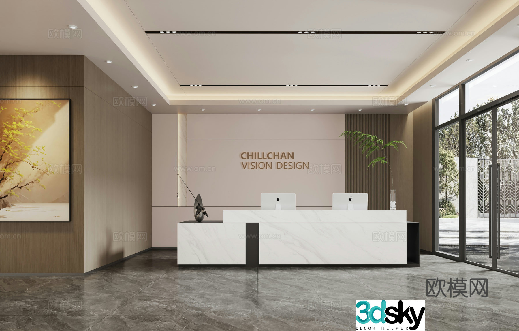 Modern company front desk 3D model