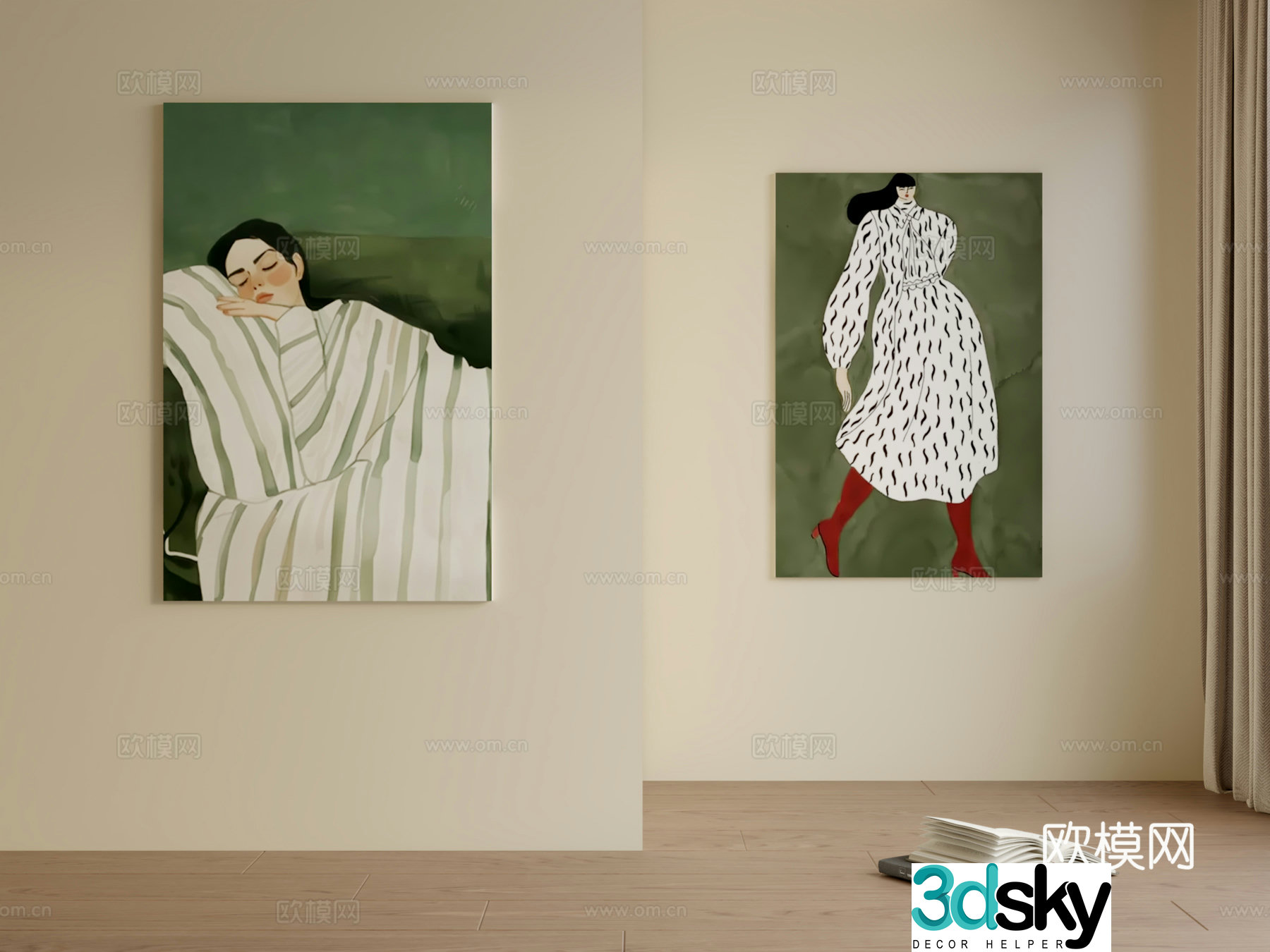 Nordic figure hanging painting 3d model