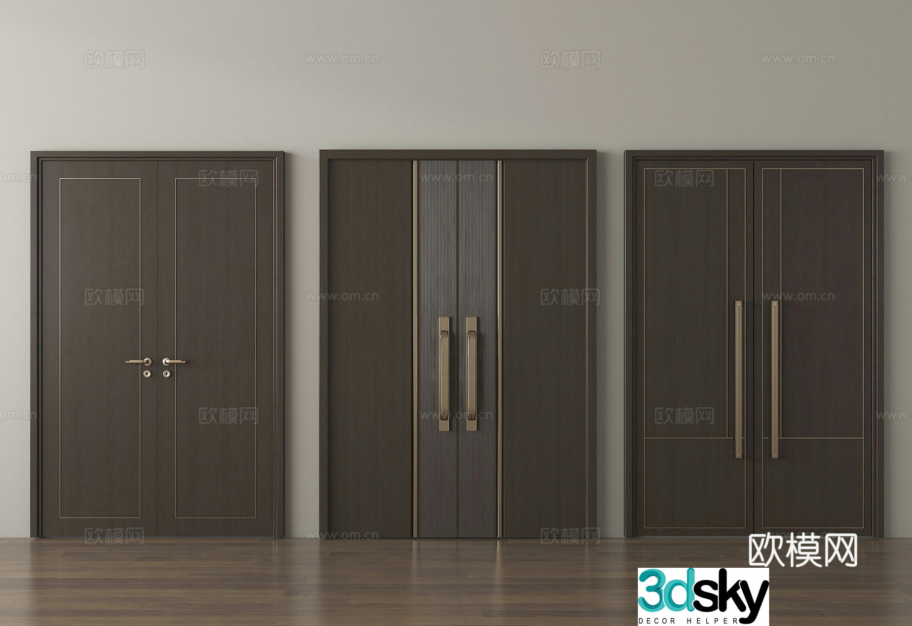 Double-open door Conference room door Entrance door Auditorium door 3D model