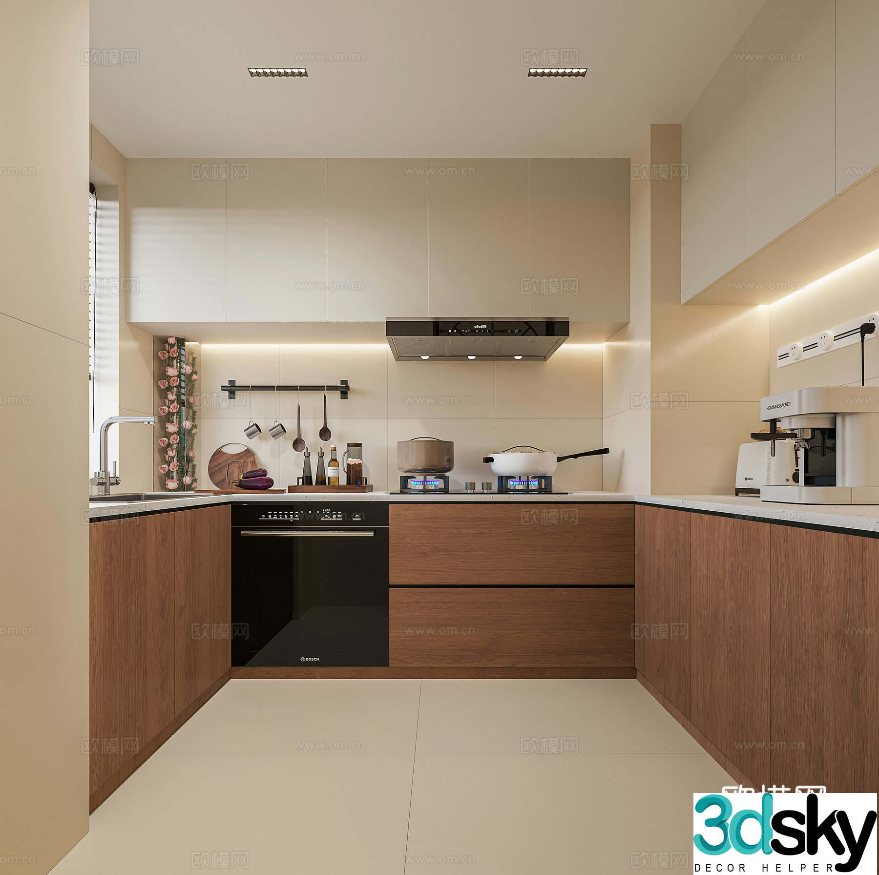 Middle style kitchen 3d model