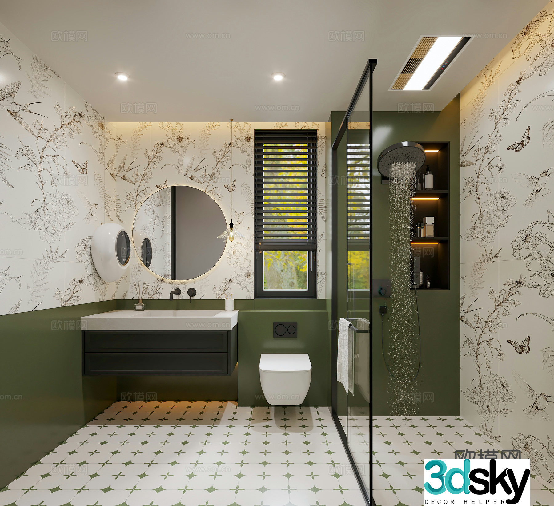 Bathroom French bathroom French cream style bathroom Finished bathroom cabinet Smart toilet 3D model