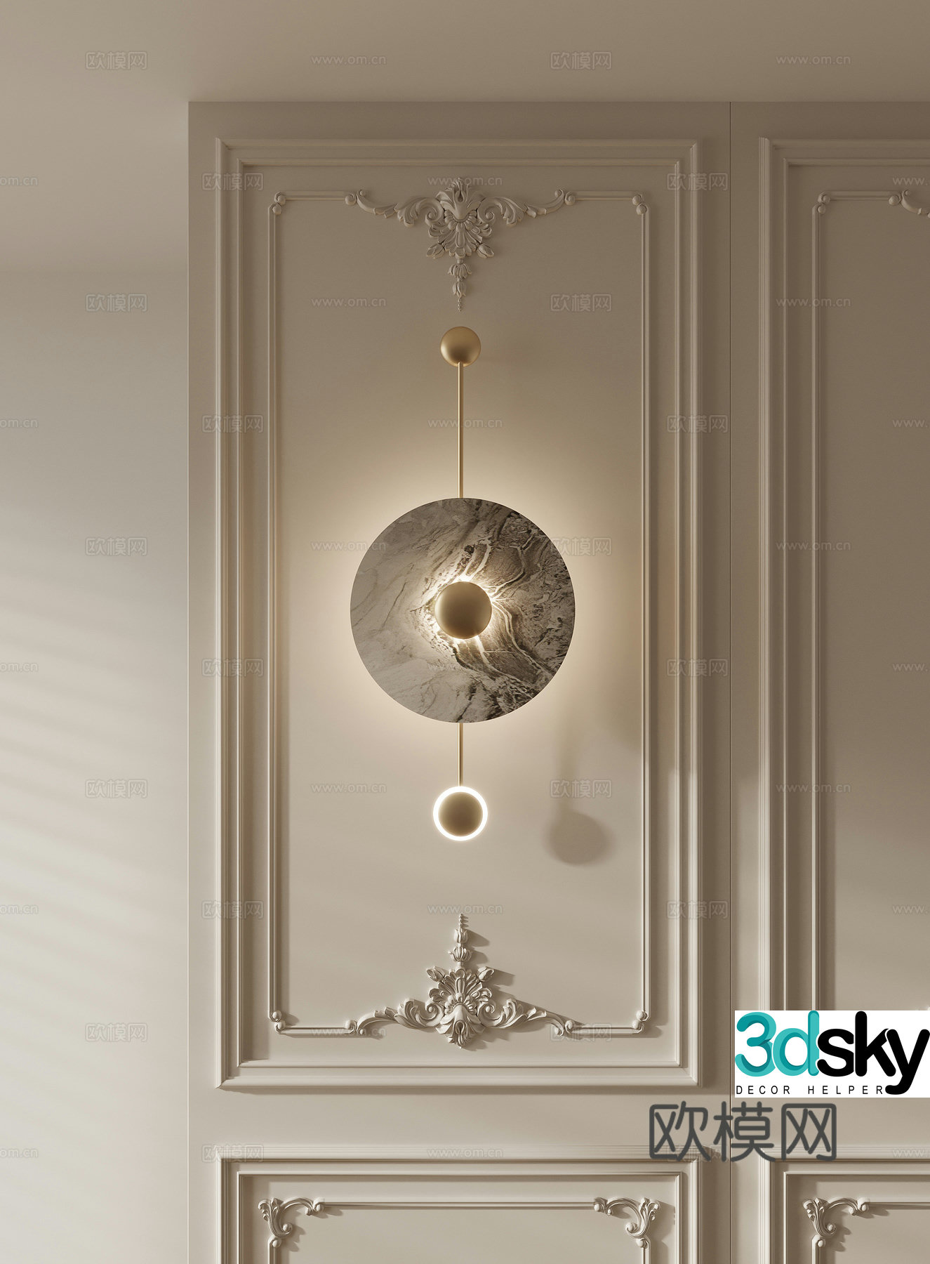 French light luxury wall lamp 3D model