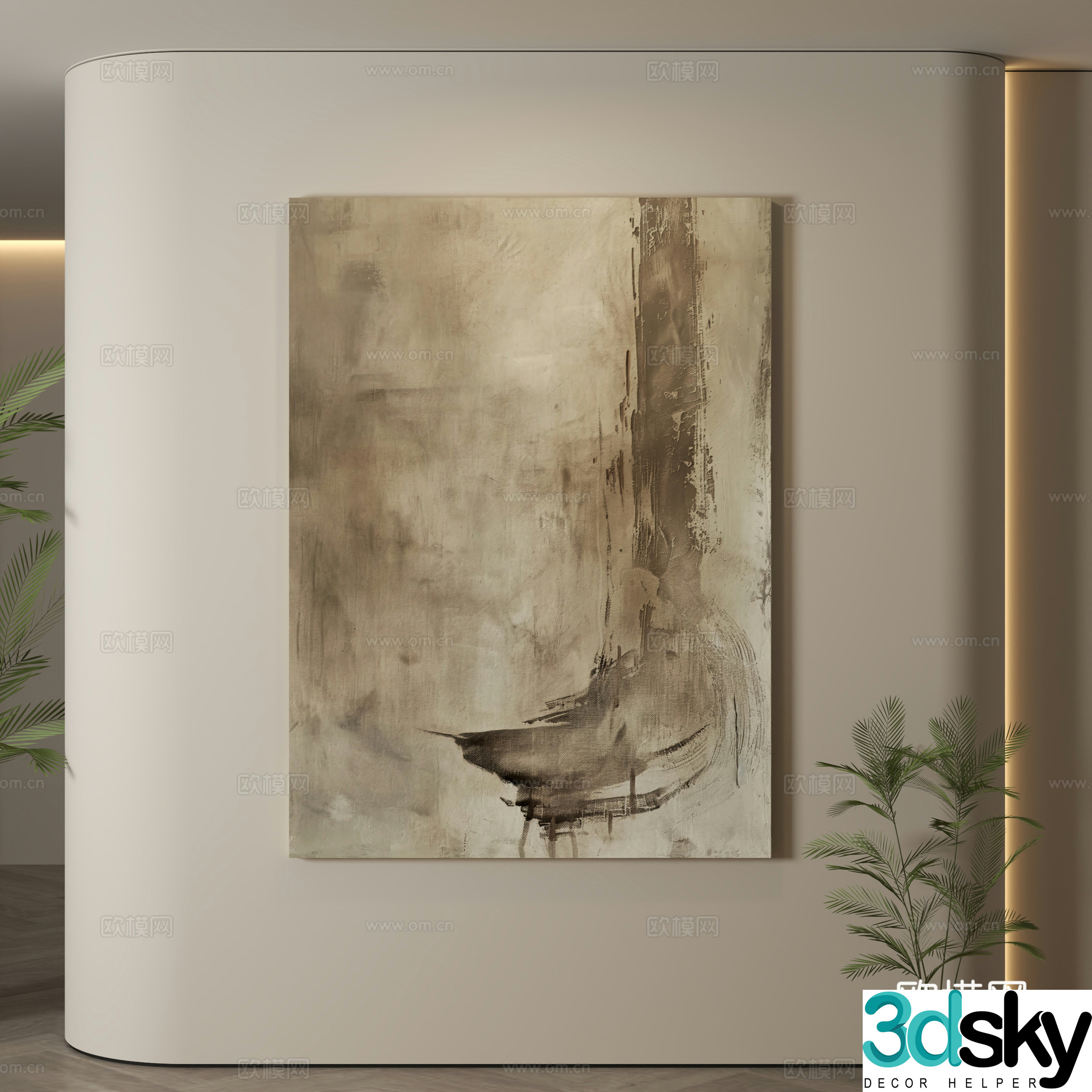 Modern hanging paintings Wasabi wind hanging paintings texture paintings abstract paintings decorative paintings 3D model