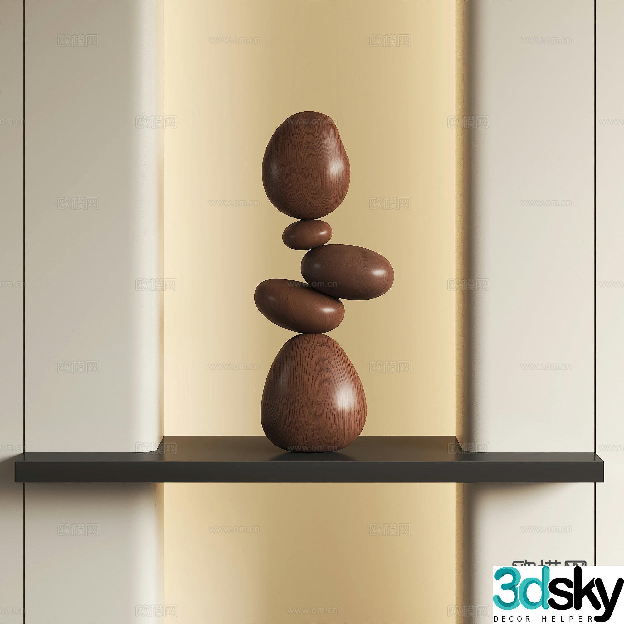 Modern wood carving sculpture 3d model