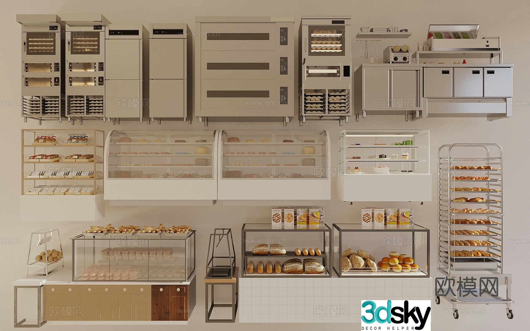 Bread display rack Cake display cabinet Bakery store shelves Dessert store shelves Bread shelves Electric 3D model