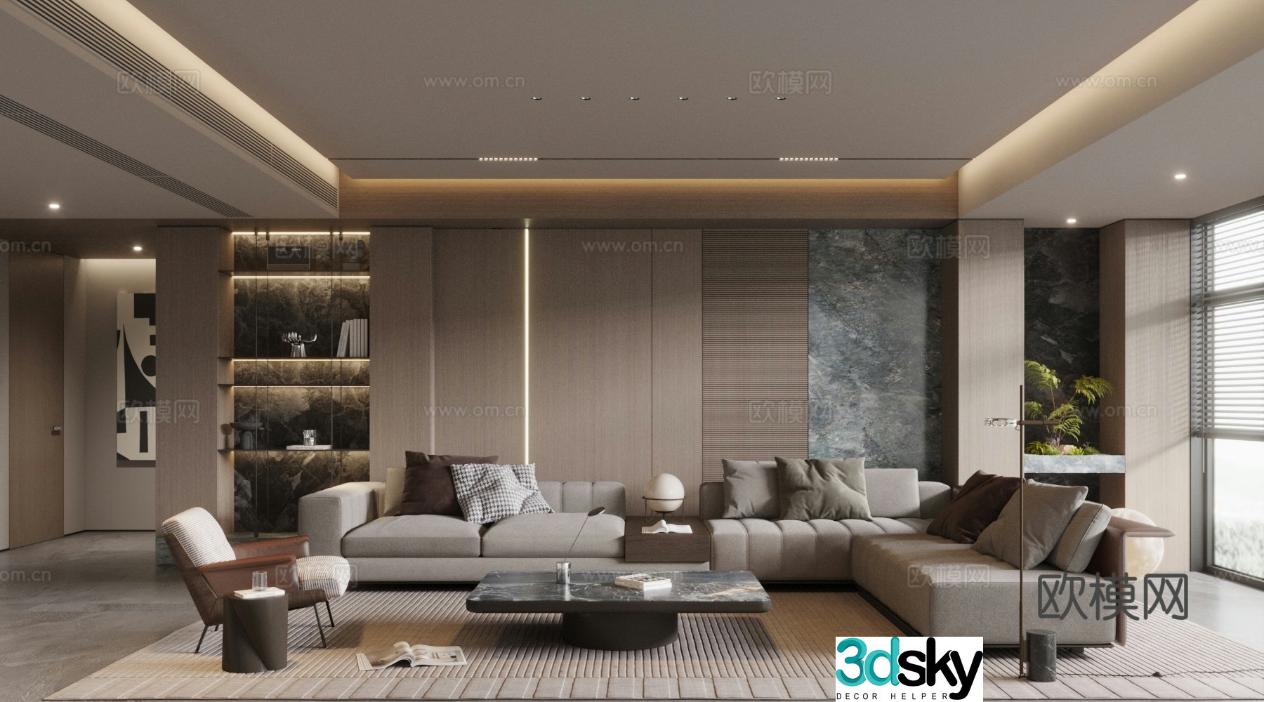 Modern home living room 3d model design 3d model