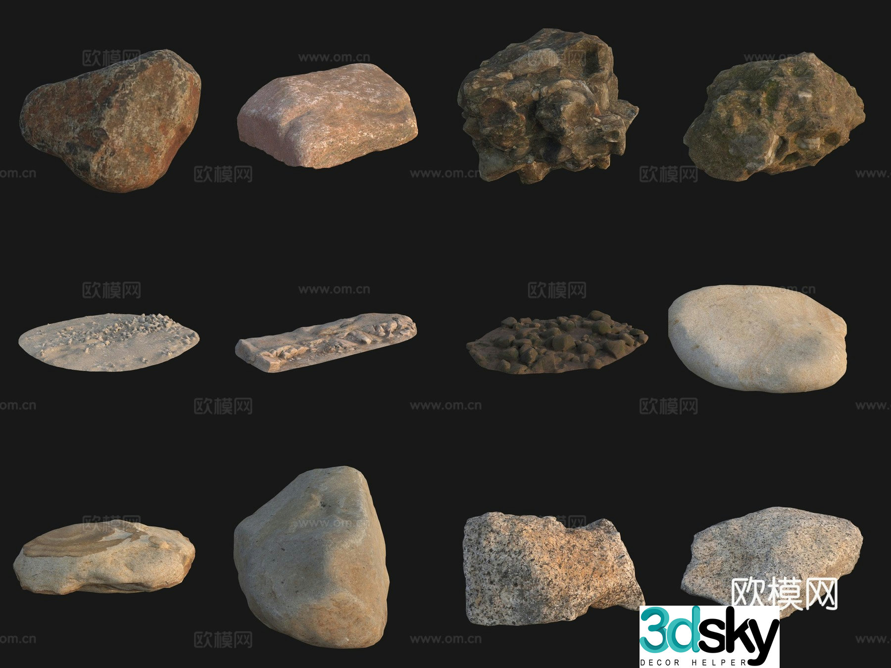 Rock big stone big stone pile 3d model