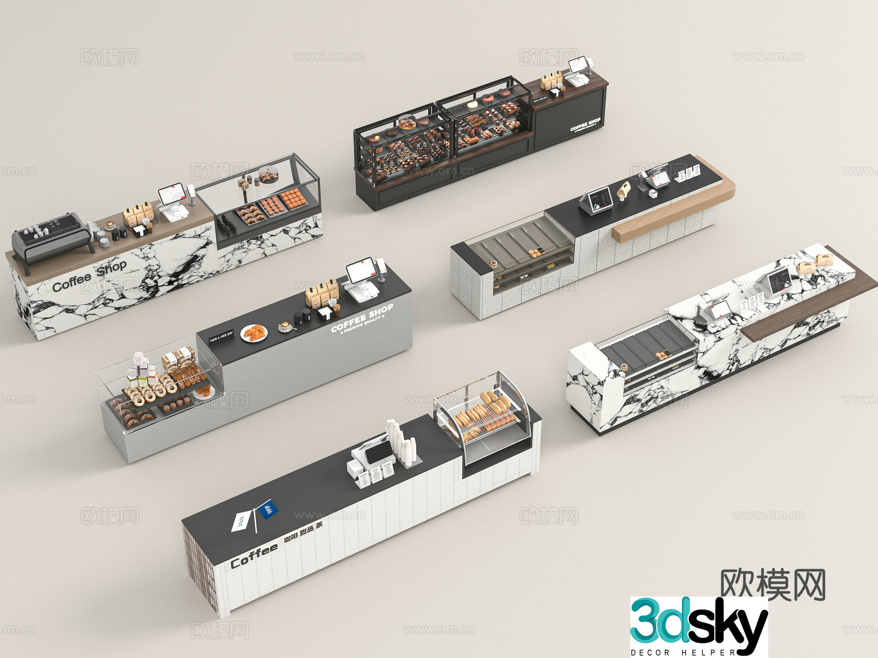 Modern coffee and tea shop workbench 3d model