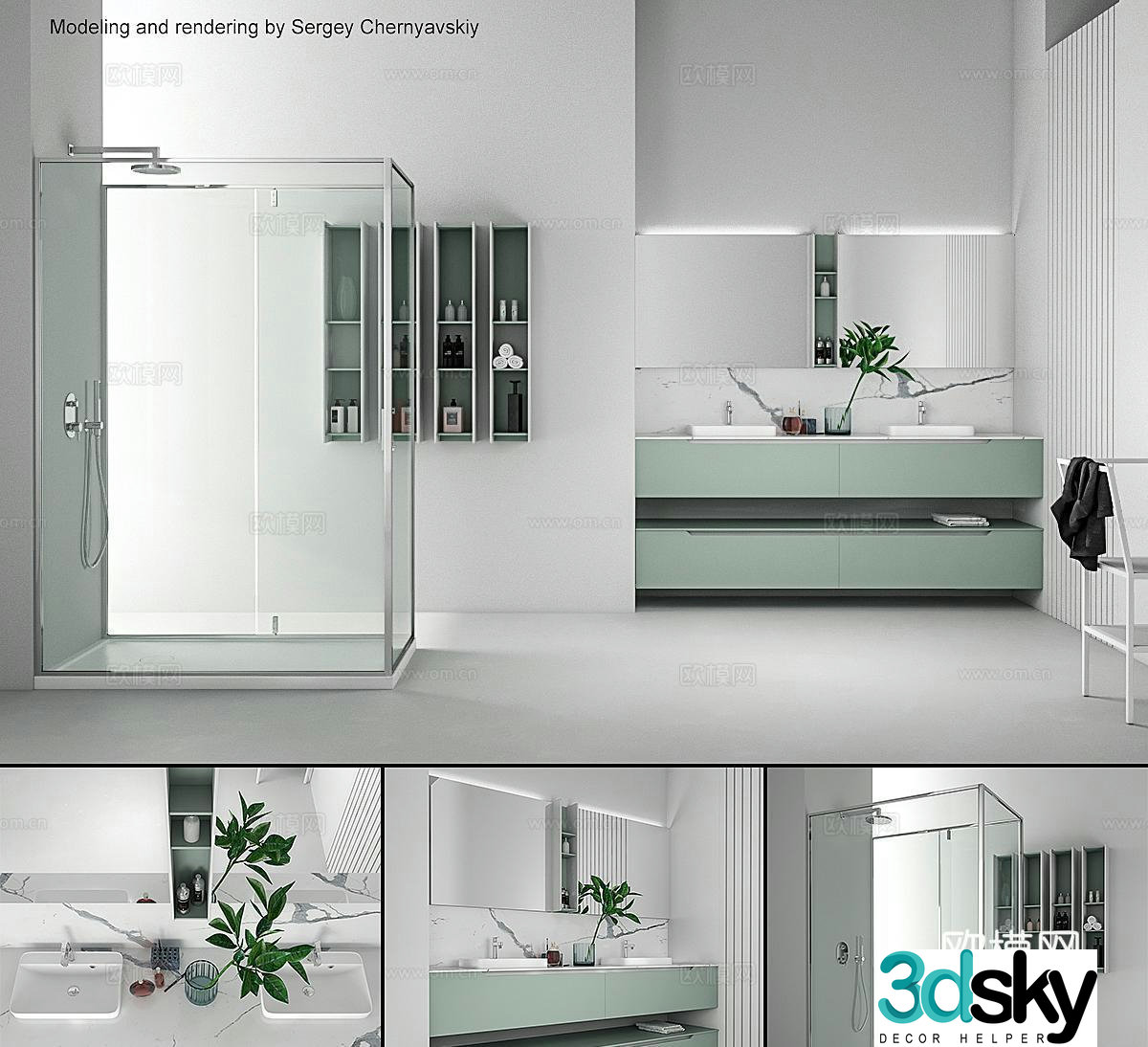 Modern minimalist bathroom Minimalist bathroom Minimalist bathroom Wet and dry separate bathroom Minimalist shower 3D model