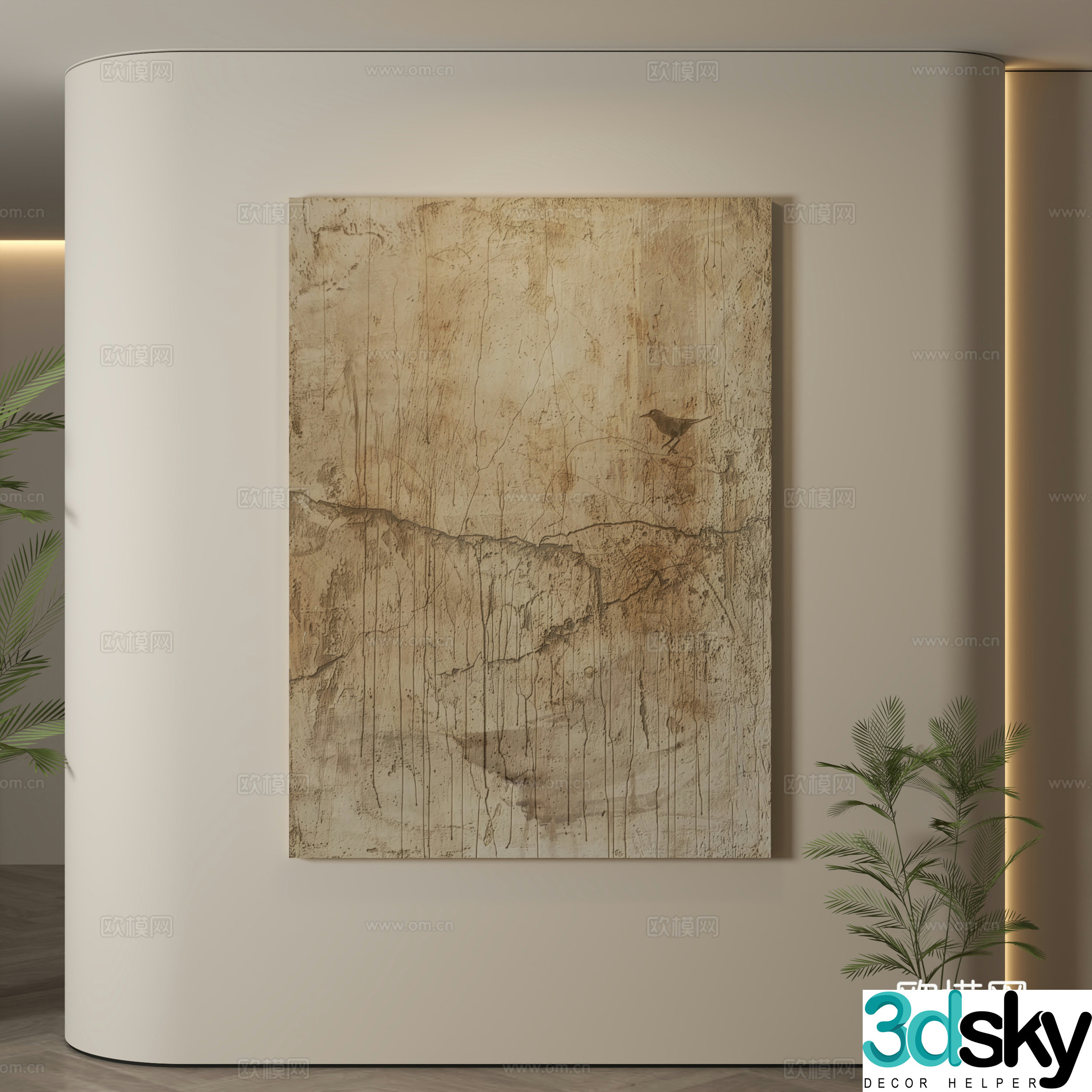 Modern hanging paintings Wasabi wind hanging paintings texture paintings abstract paintings decorative paintings 3D model