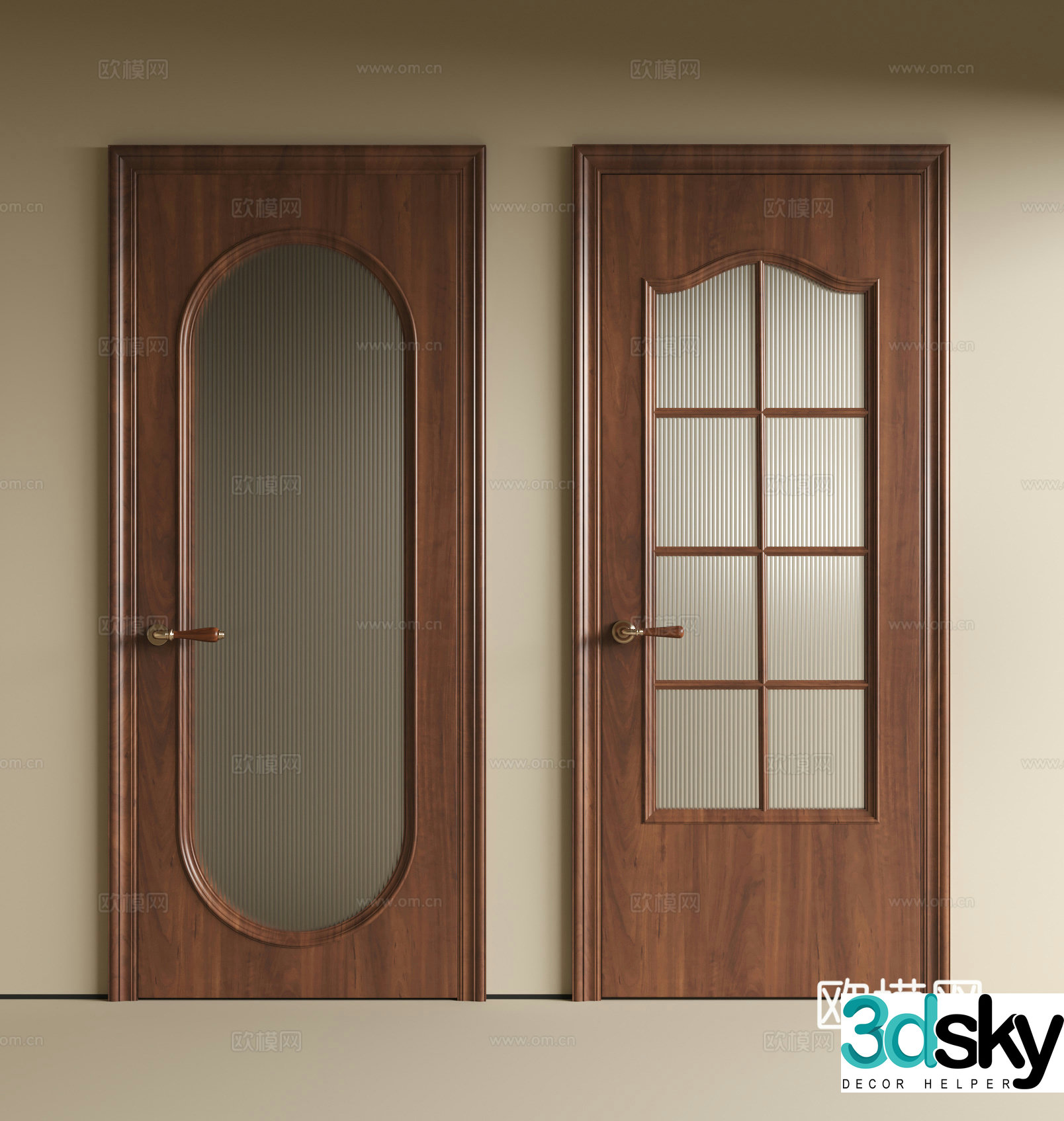 Medium-old single-open wooden door 3D model