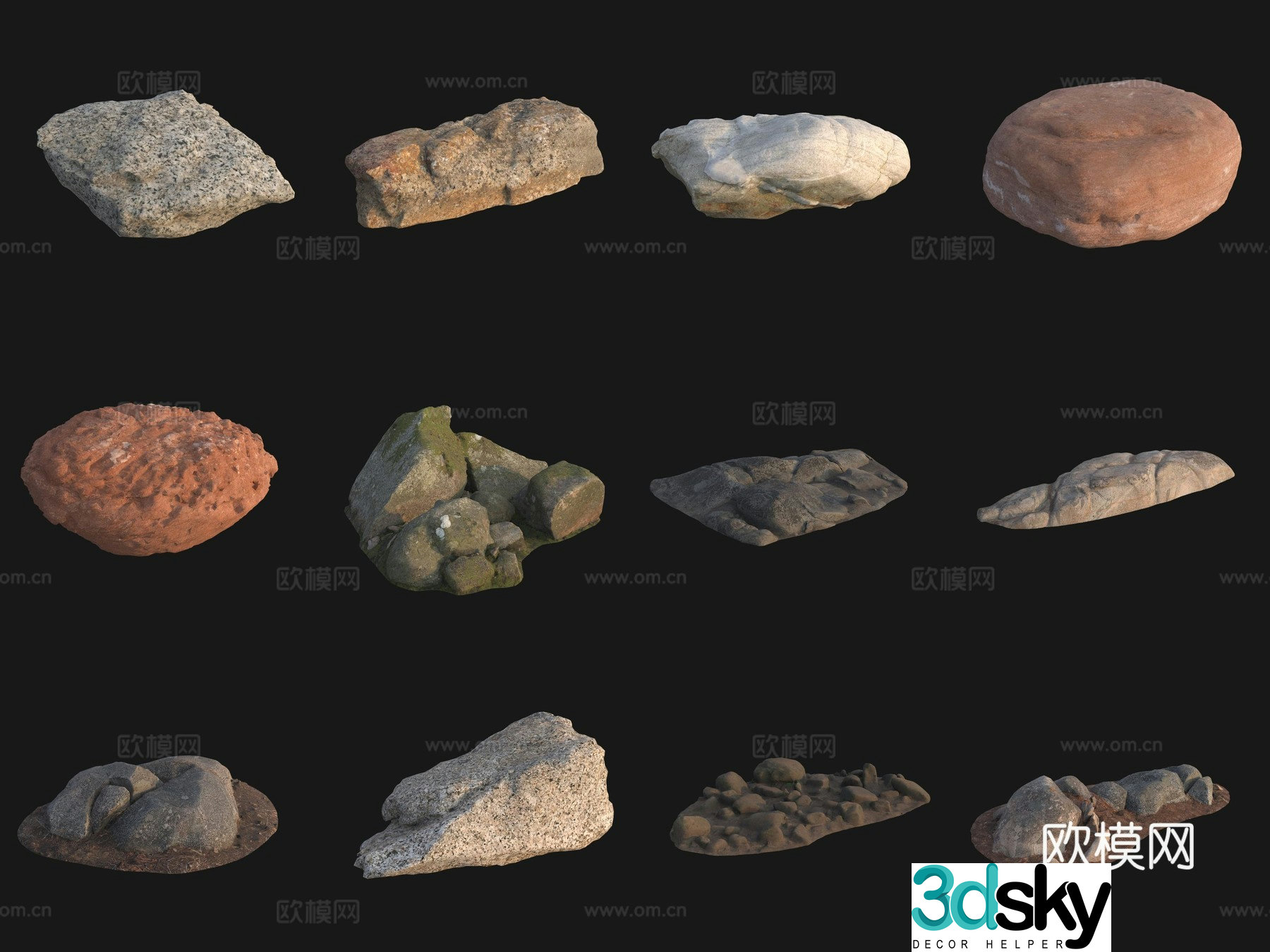 Rock big stone big stone pile 3d model