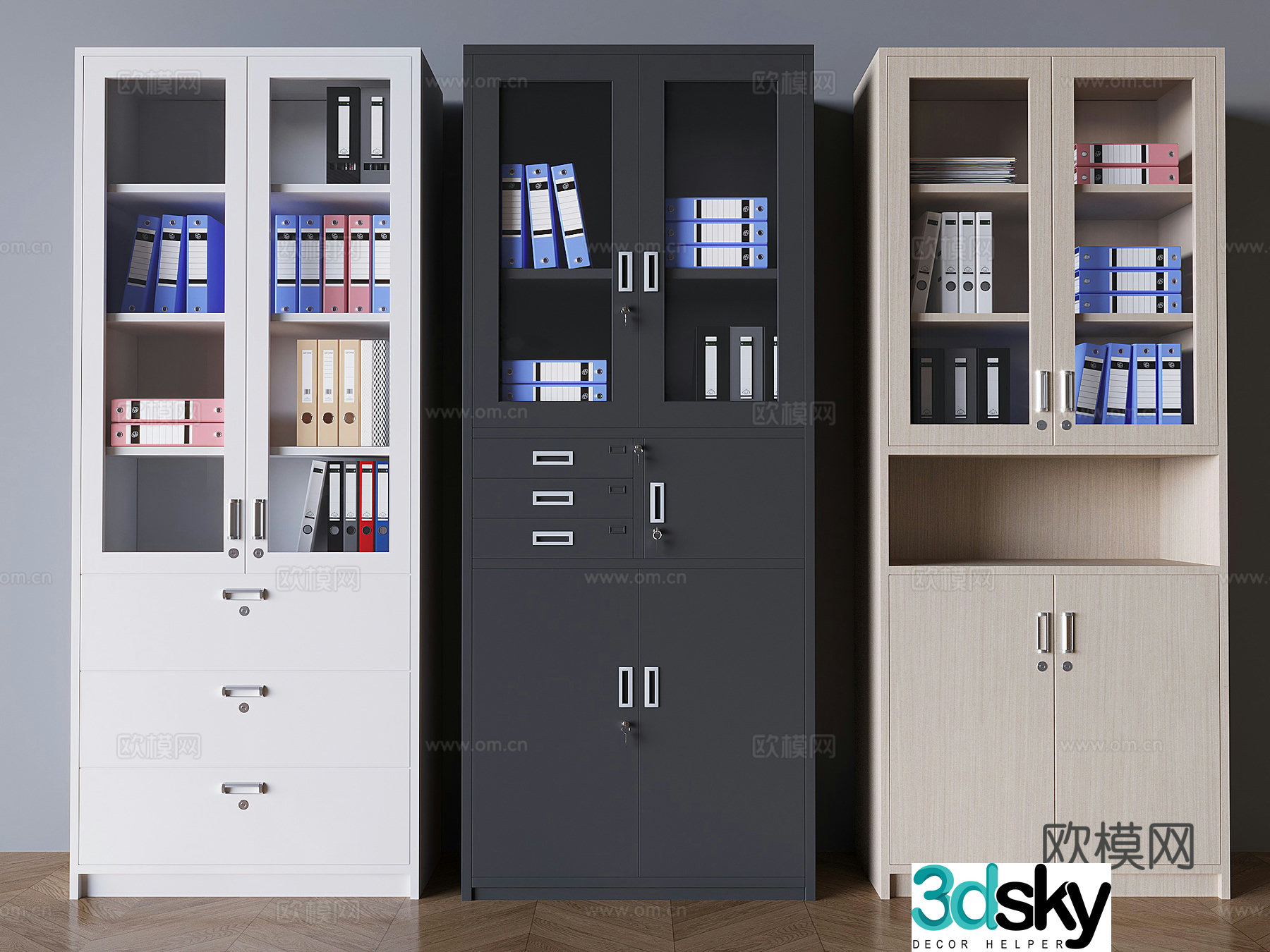 Glass file cabinet file cabinet office iron cabinet information cabinet file box 3D model