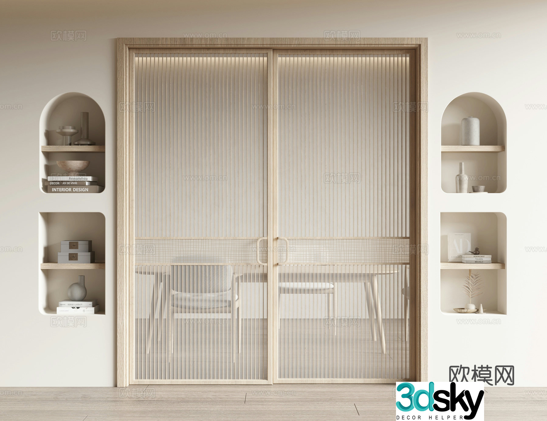Middle-aged sliding door 3D model