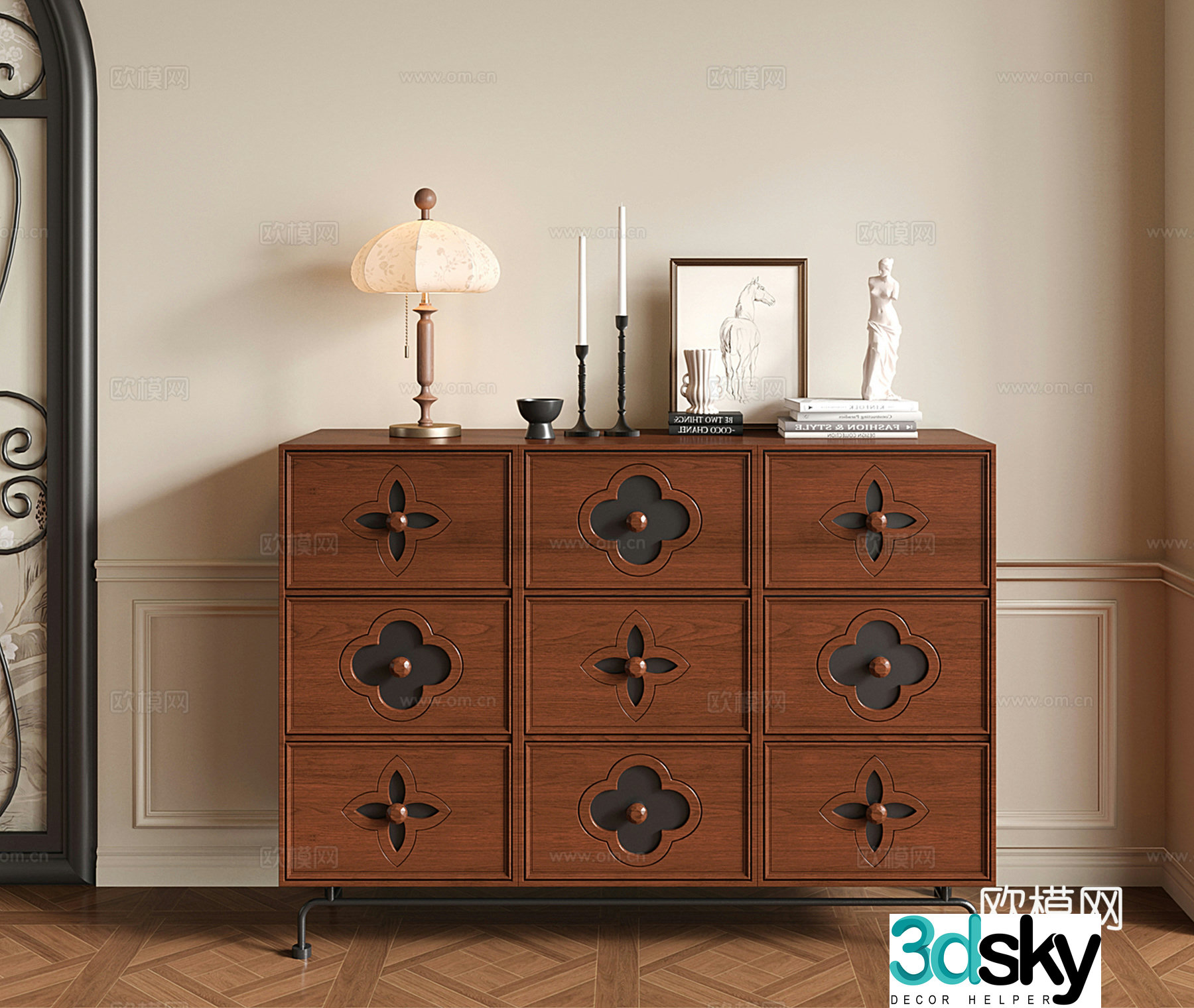 French chest of drawers porch cabinet side cabinet storage cabinet 3D model