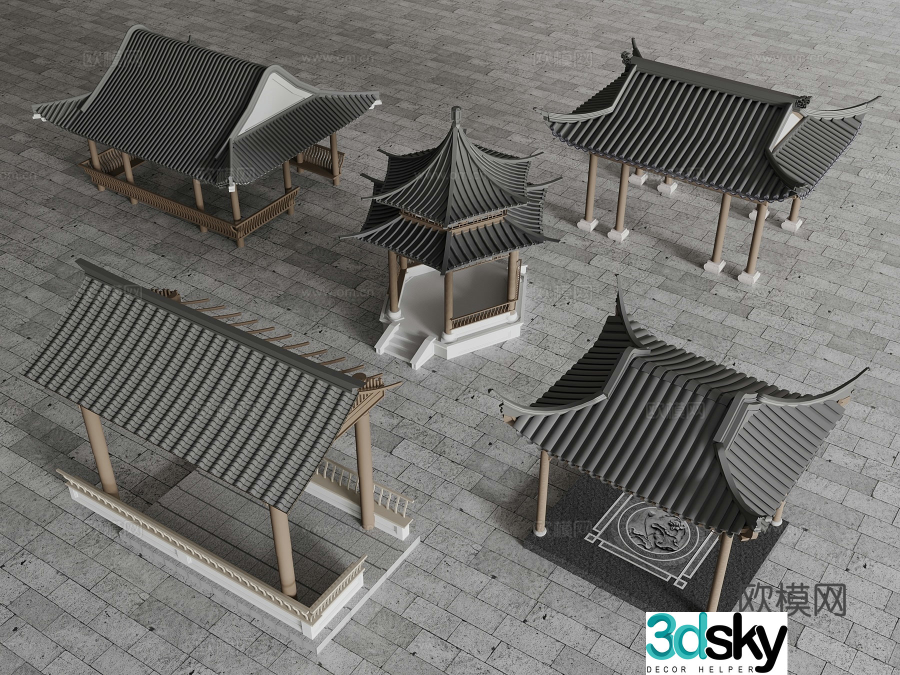 Chinese style Chinese style pavilion ancient building pavilion pavilion ancient building eaves building flying eaves roof 3D model