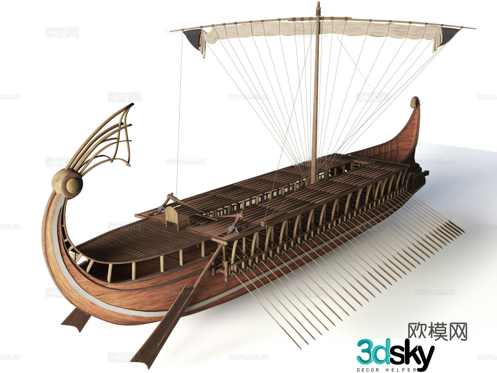 Ancient ships Ancient fishing boats Large wooden boats Ancient civilizations Mythical style 3d model