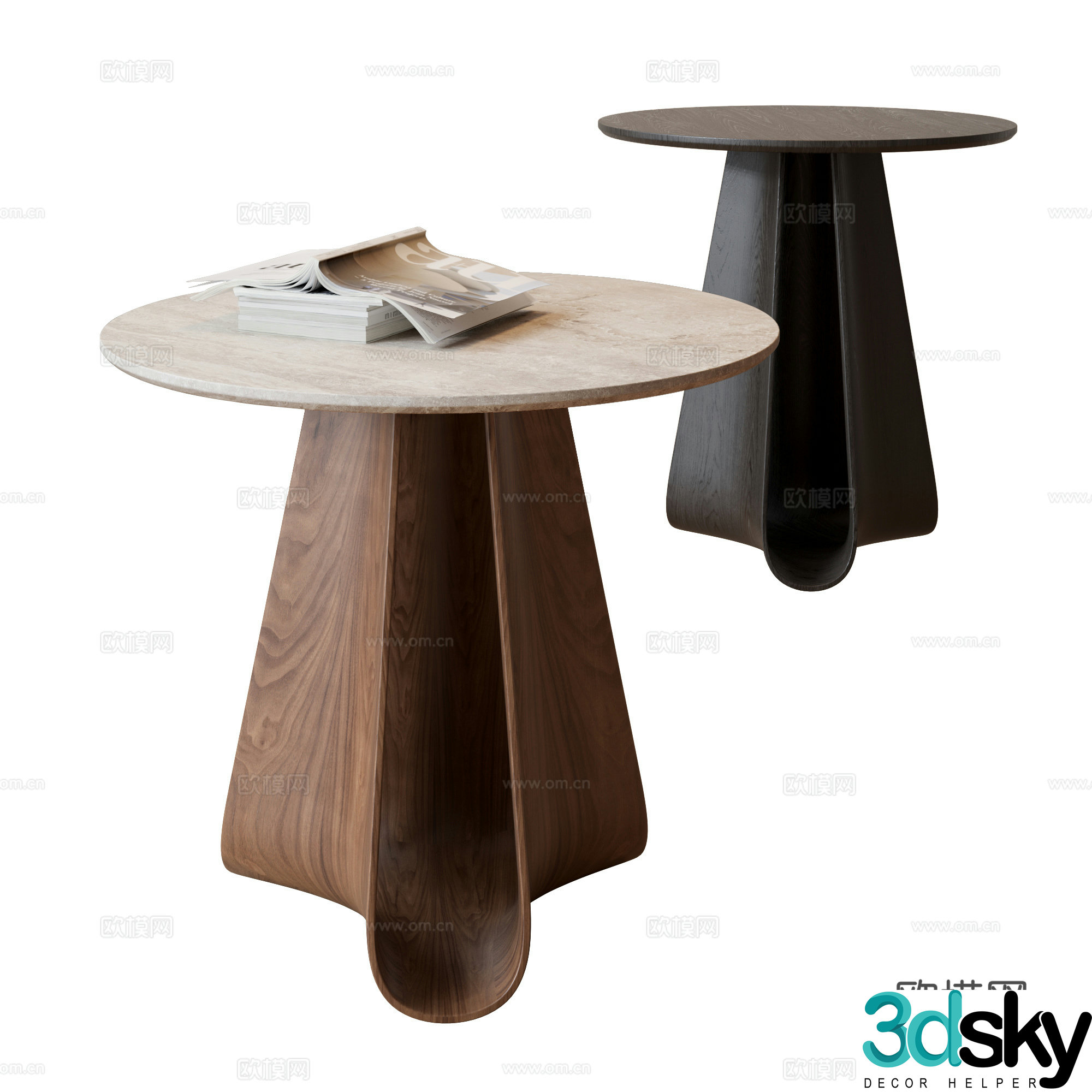 Log Italian side table 3D model
