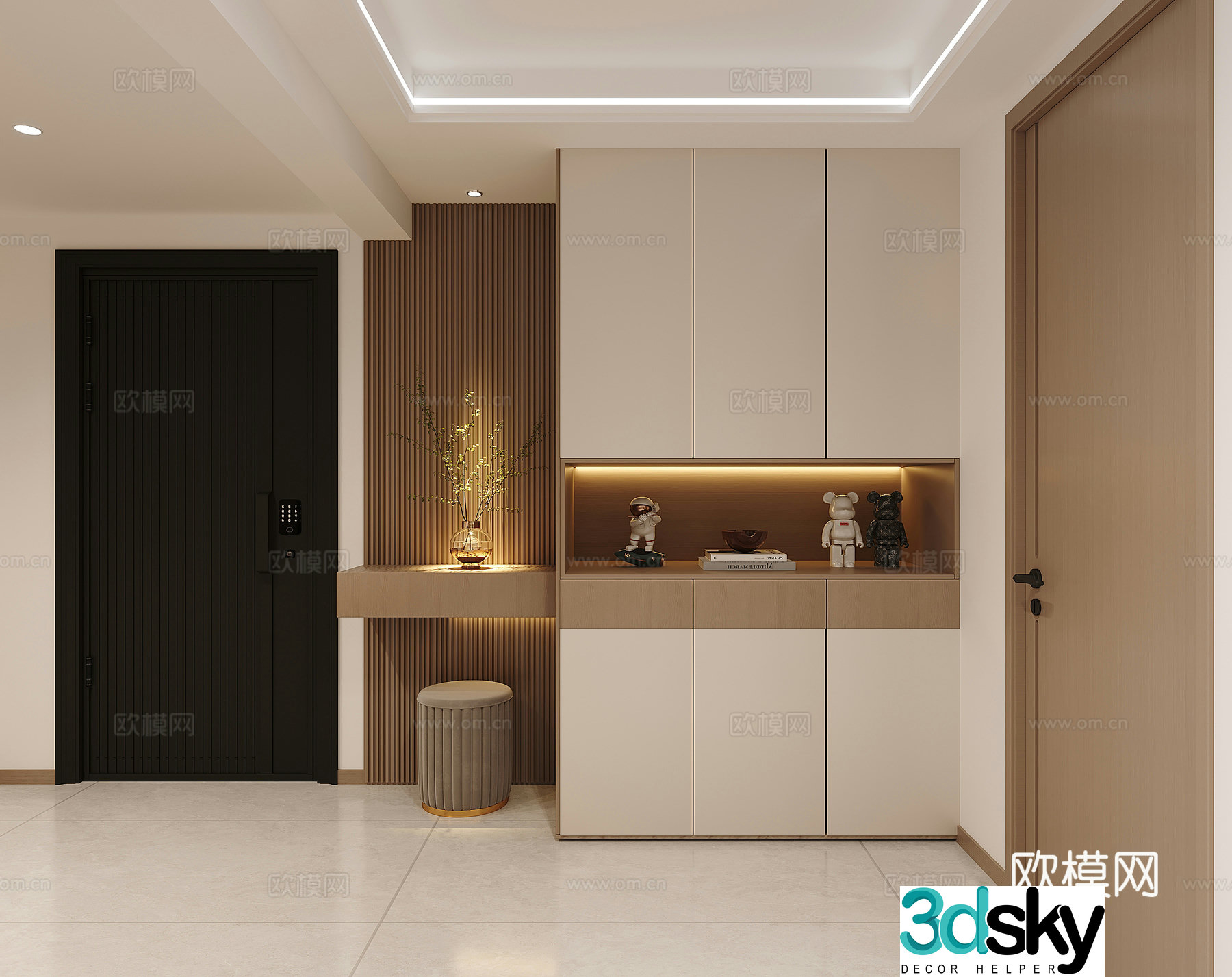 Modern porch shoe cabinet 3d model
