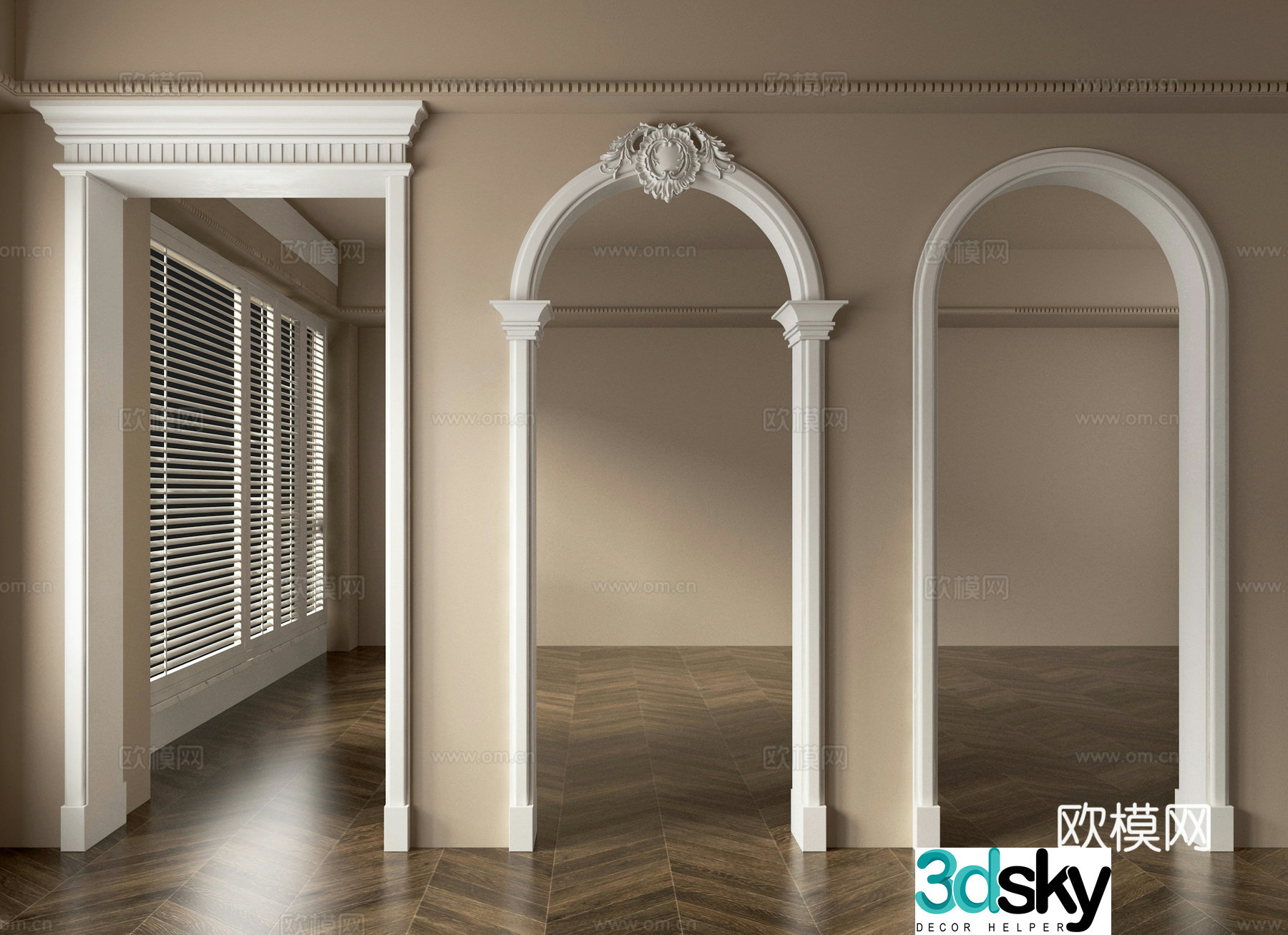 French American Door Hole Pass 3D Model