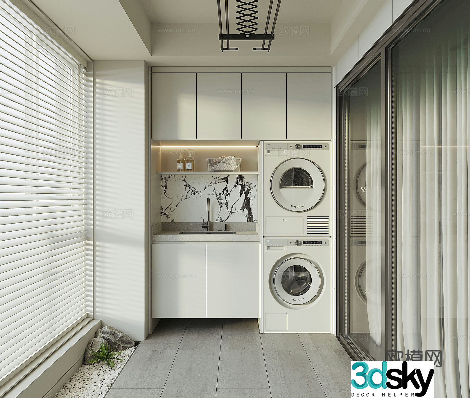 Modern living balcony 3d model