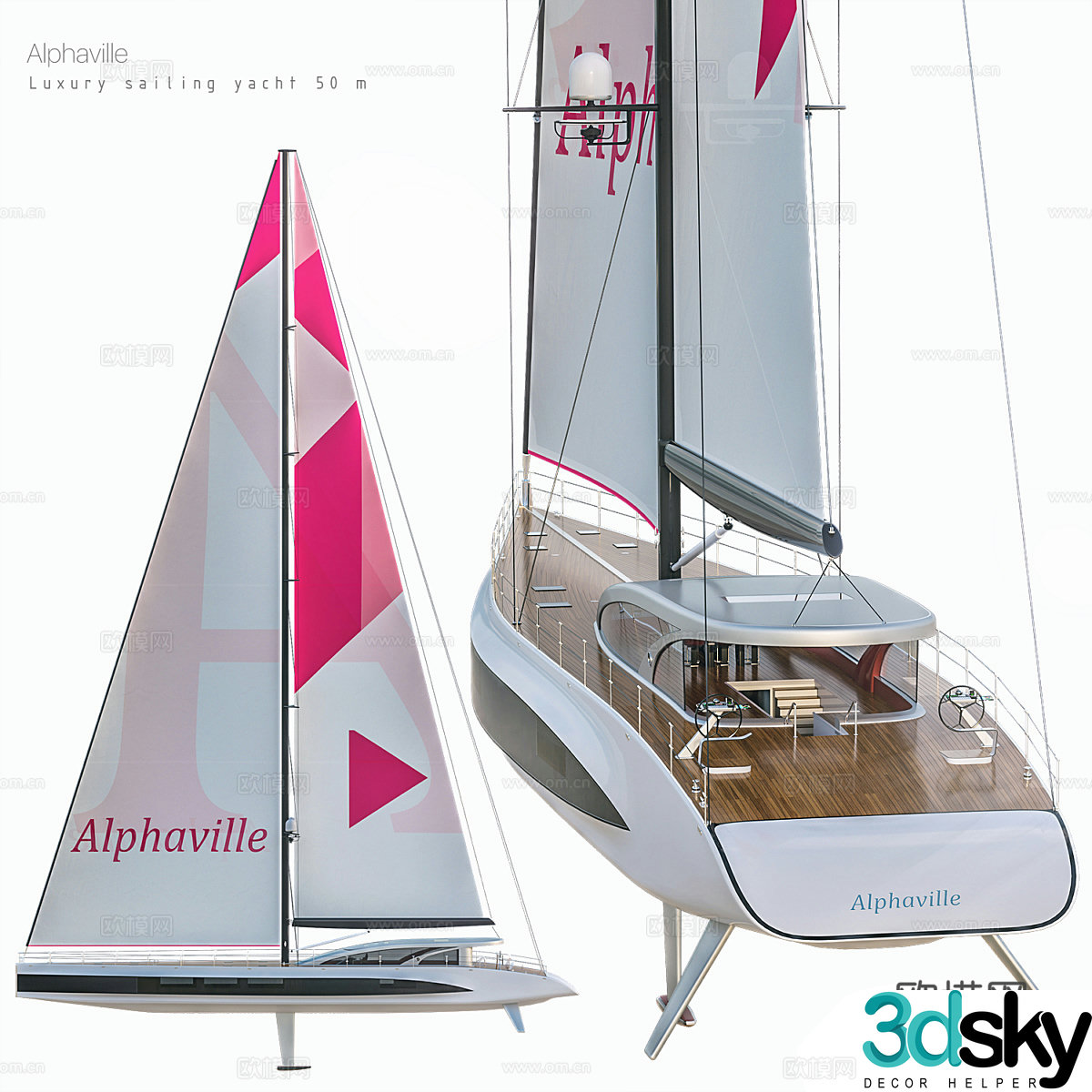 sailing vessel yacht dinghy speedboat sightseeing boat cruise ship 3d model