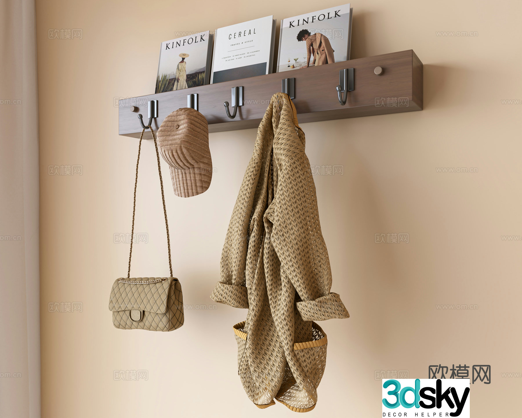 Clothes hooks hooks wall decoration pendants bags hats shopping bags pendants medieval style 3D model