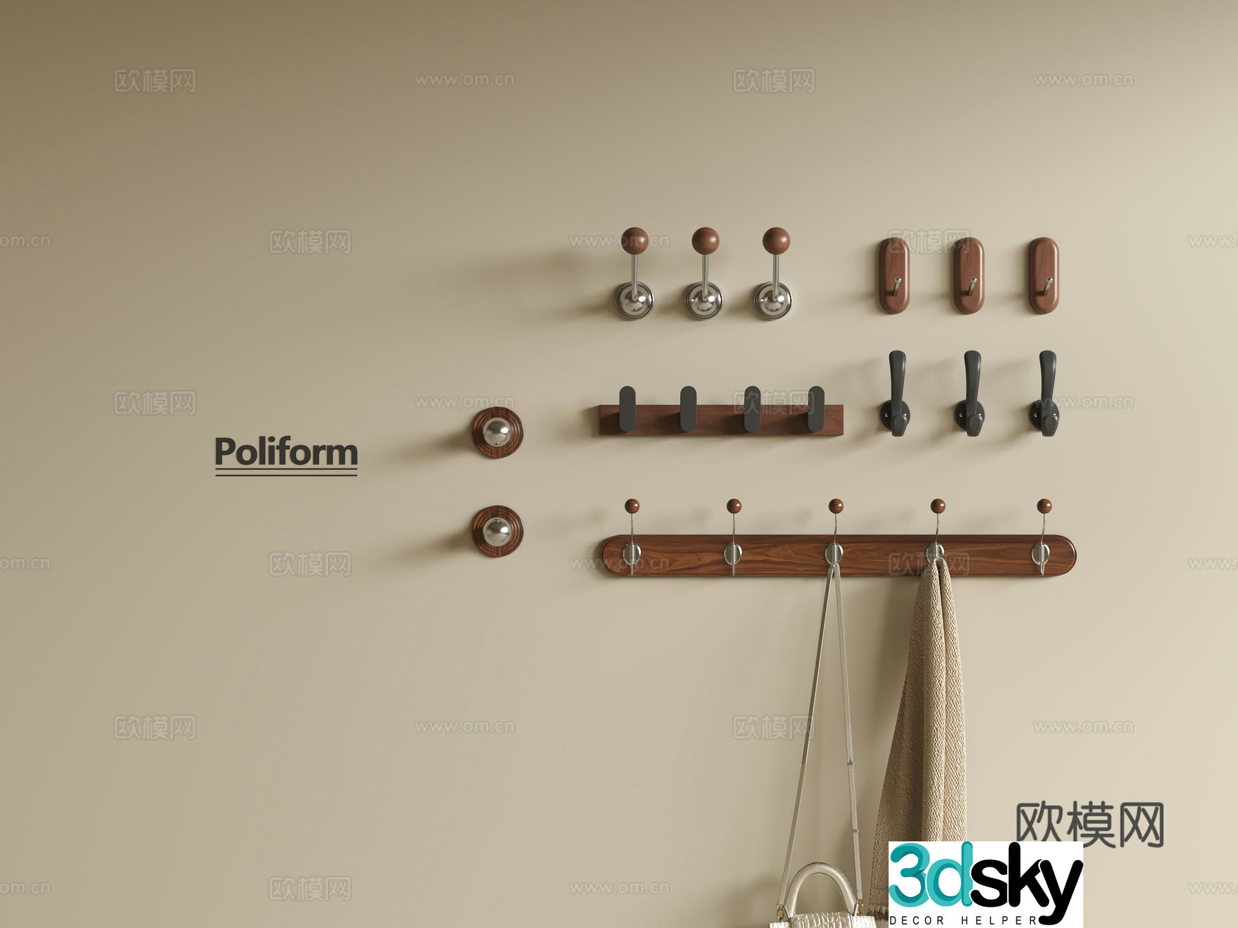 Modern medieval hook coat hook 3d model