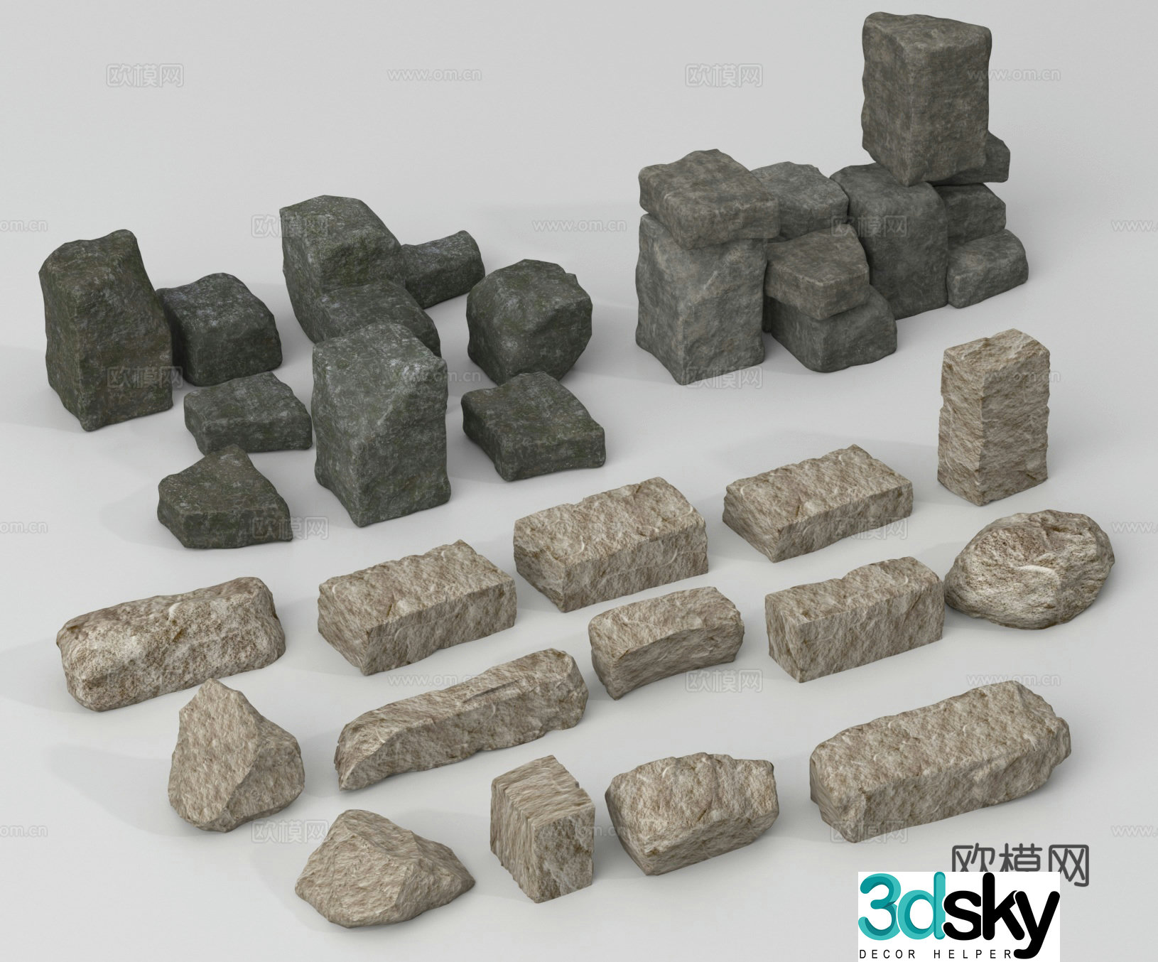 stone stone strip rock rock 3d model