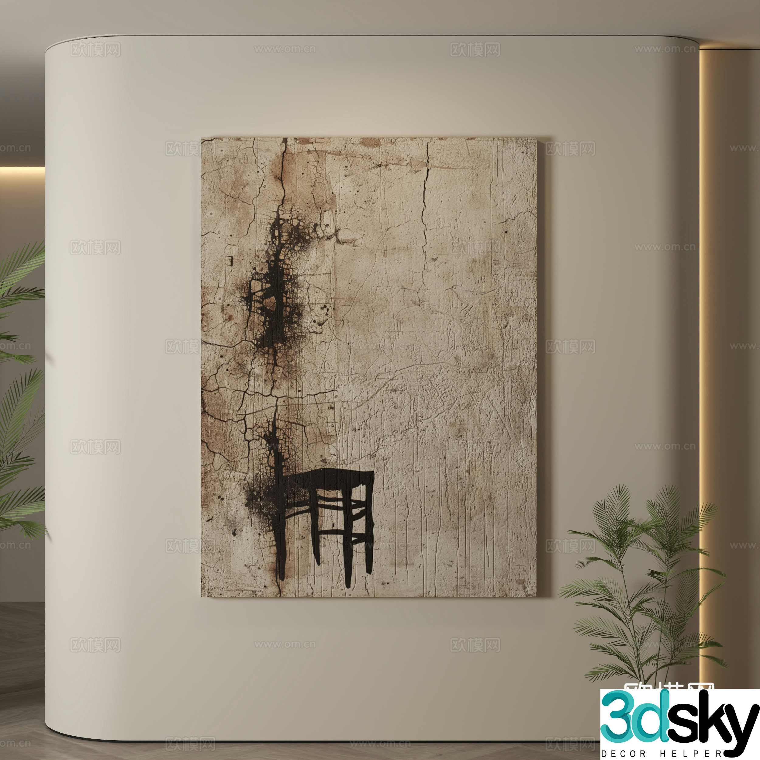 Modern hanging paintings Wasabi wind hanging paintings texture paintings abstract paintings decorative paintings 3D model