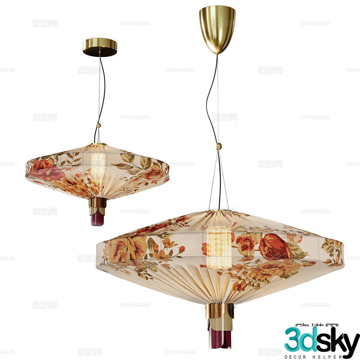New Chinese chandeliers Chinese chandeliers Retro chandeliers Fabric chandeliers Lantern chandeliers 3D model