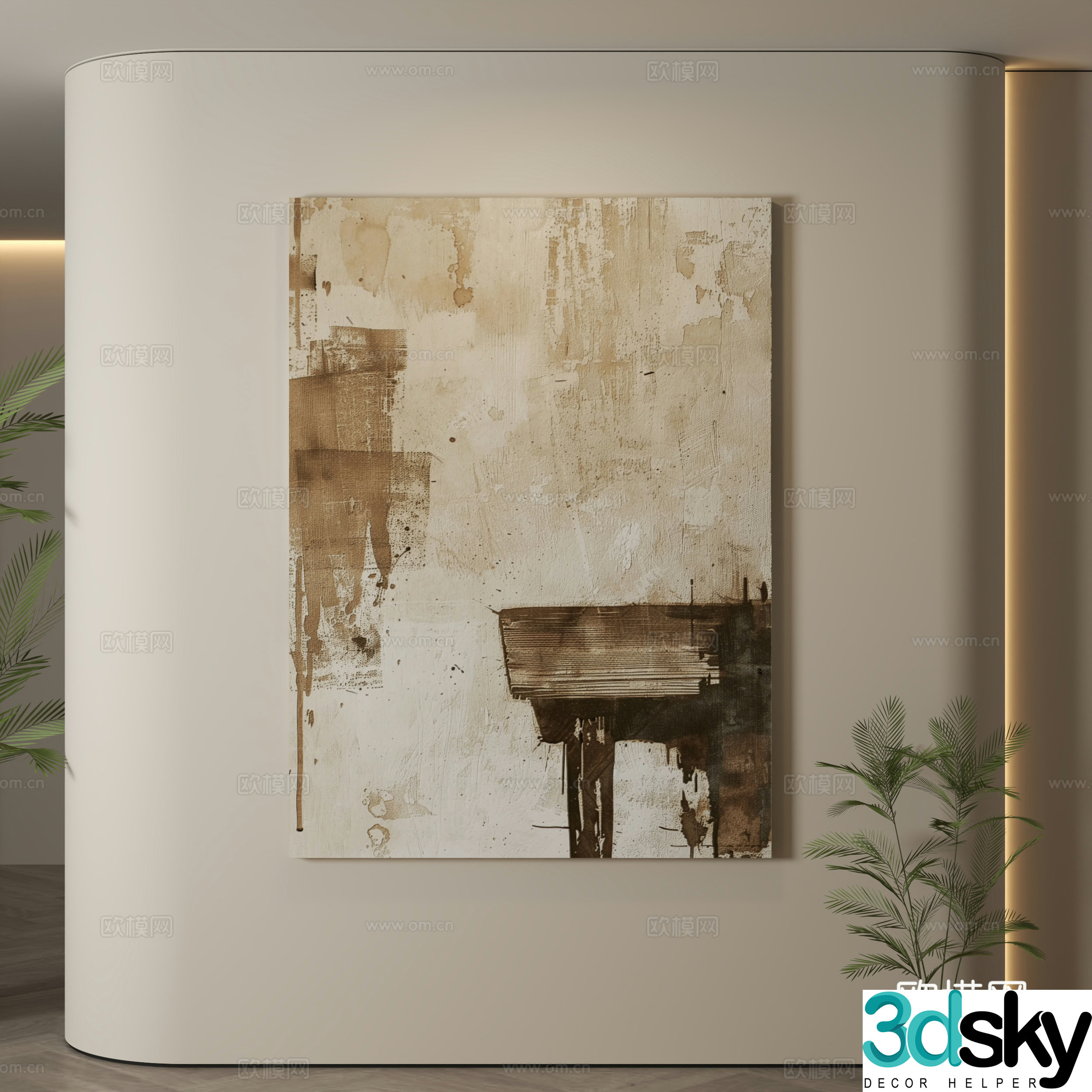 Modern hanging paintings Wasabi wind hanging paintings texture paintings abstract paintings decorative paintings 3D model