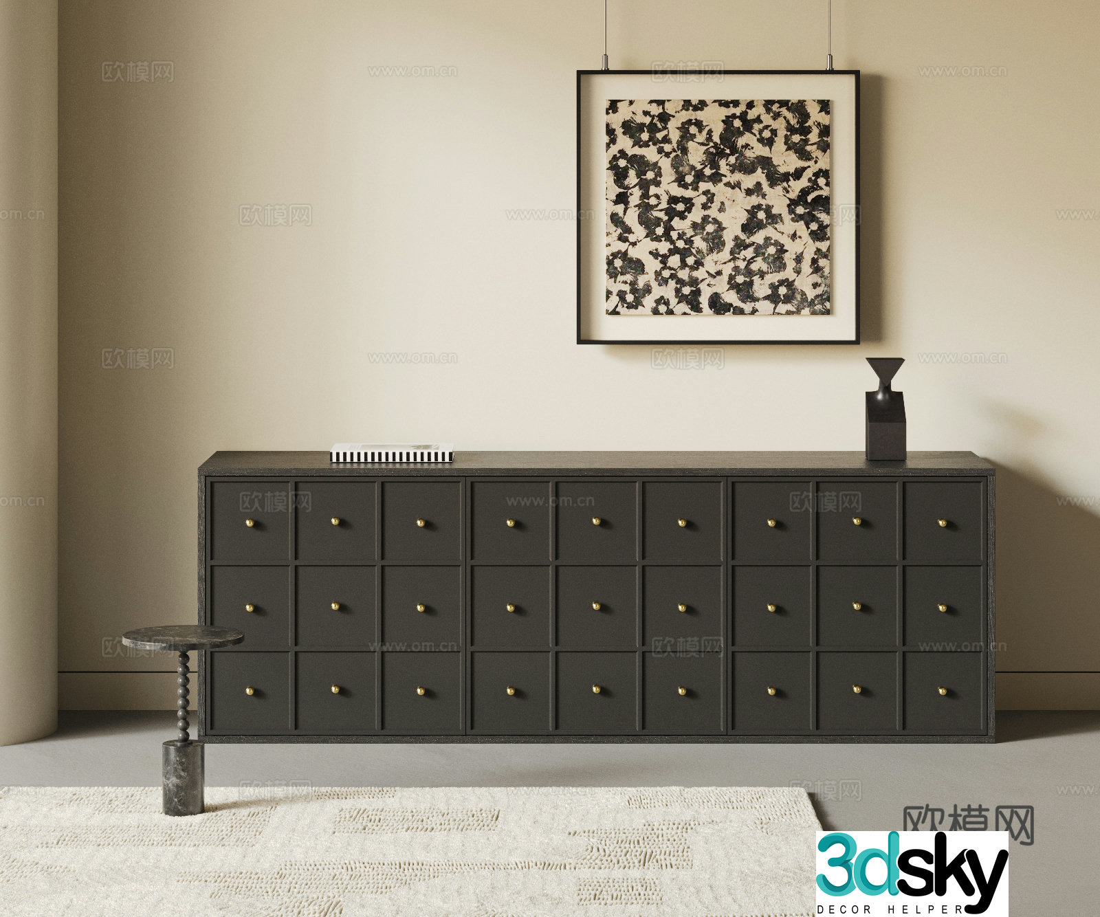 Wasabi Feng Entrance Cabinet Medium style dining sideboard Porch Cabinet Wasabi Feng Entrance Cabinet Side Cabinet Side Cabinet Low Cabinet 3D Model