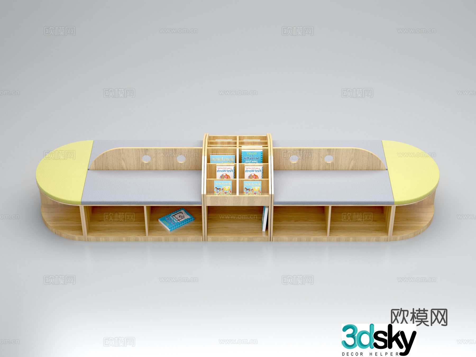 Reading room table chair cabinet 3d model
