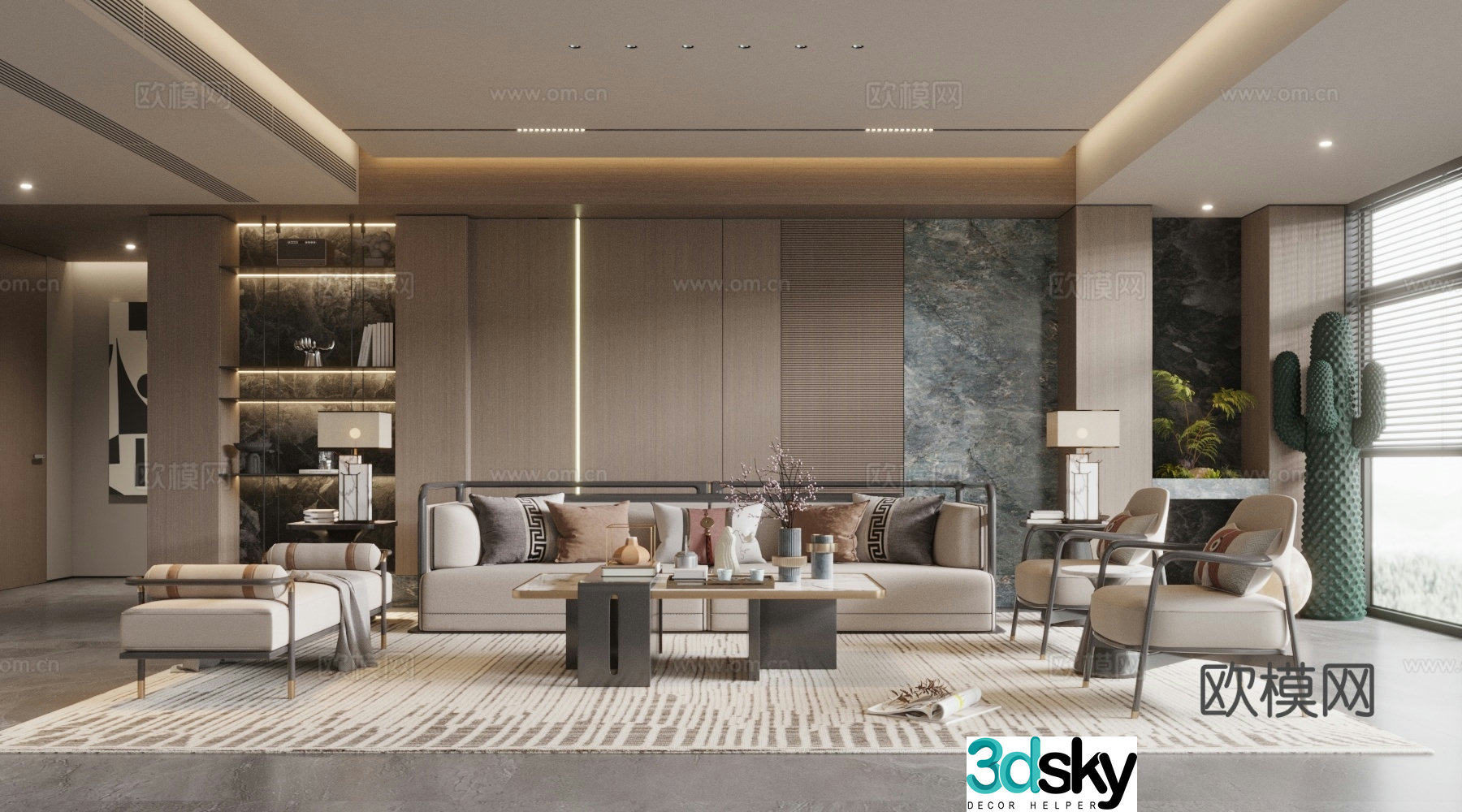 Modern villa living room 3d model design 3d model