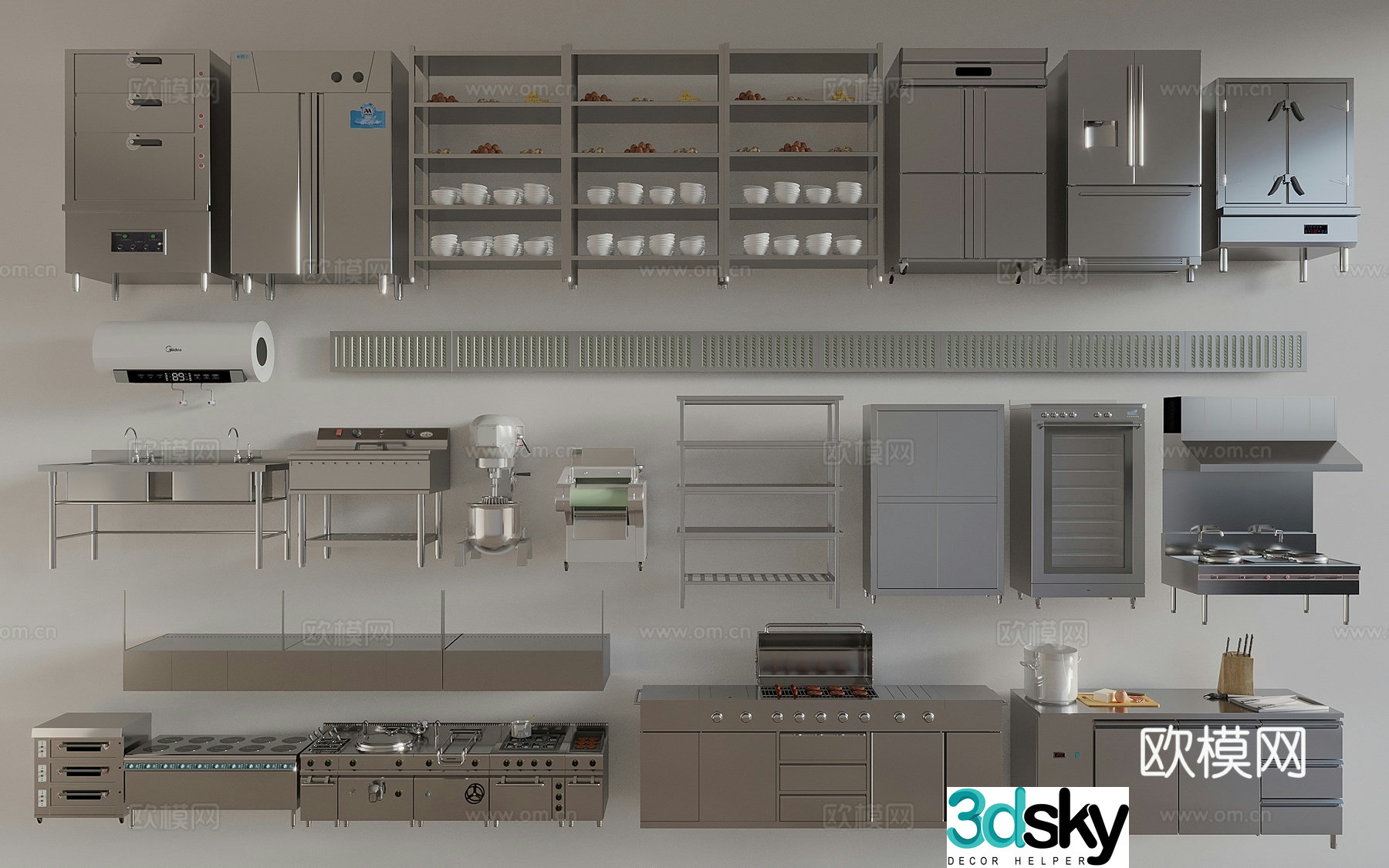 Kitchen equipment Central kitchen equipment Kitchen supplies combination Kitchen operation counter Kitchen utensils Water 3D model