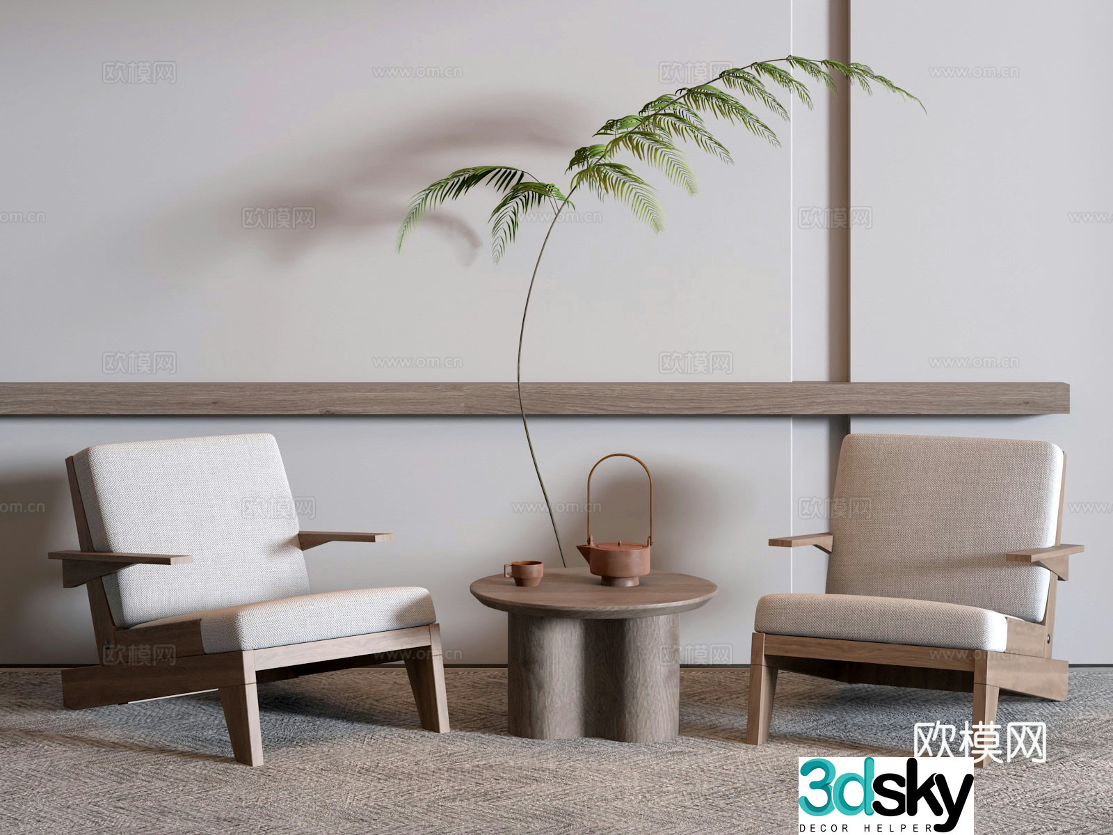 Wasabi Middle Ancient Casual Sofa Coffee Table Side Table 3D Model