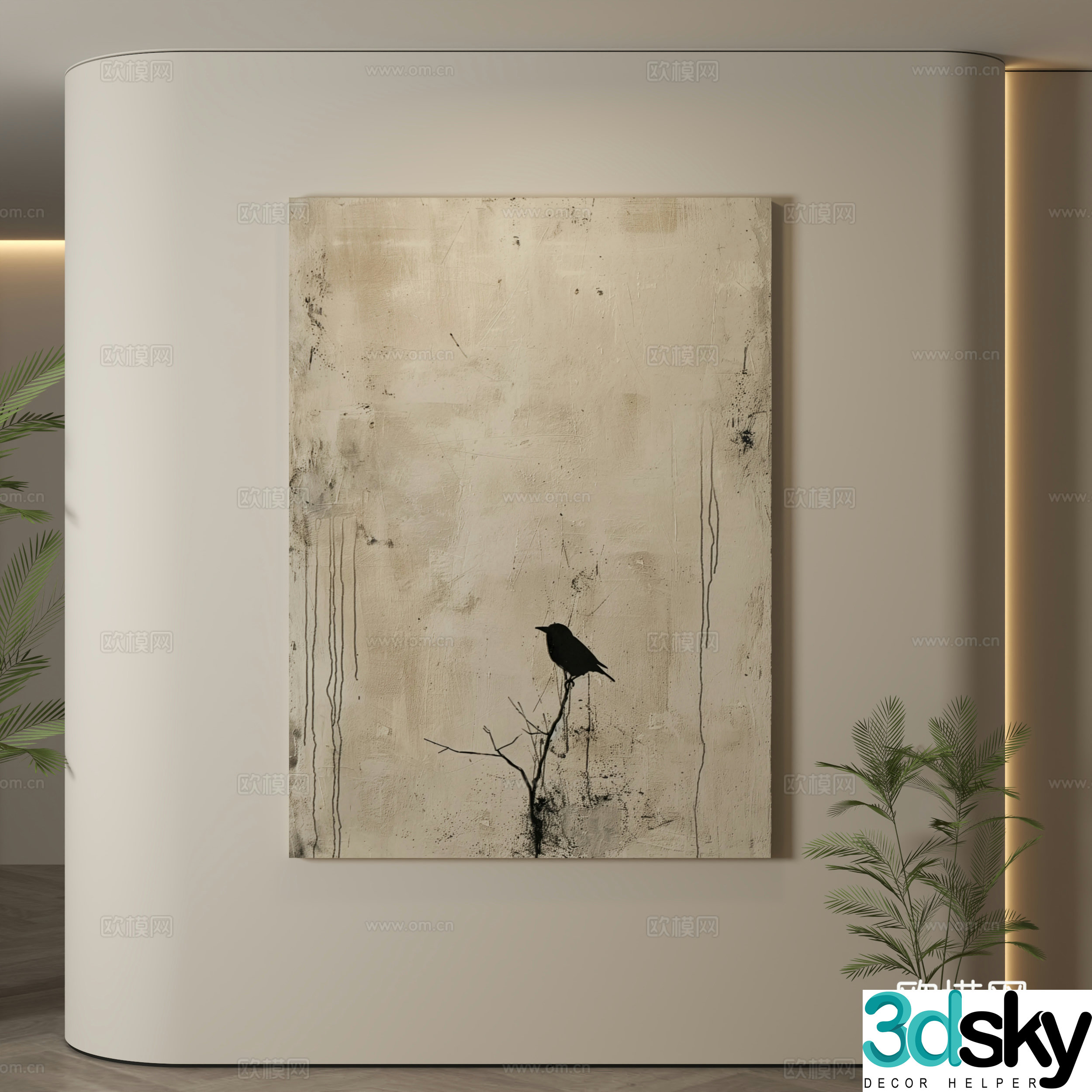Modern hanging paintings Wasabi wind hanging paintings texture paintings abstract paintings decorative paintings 3D model