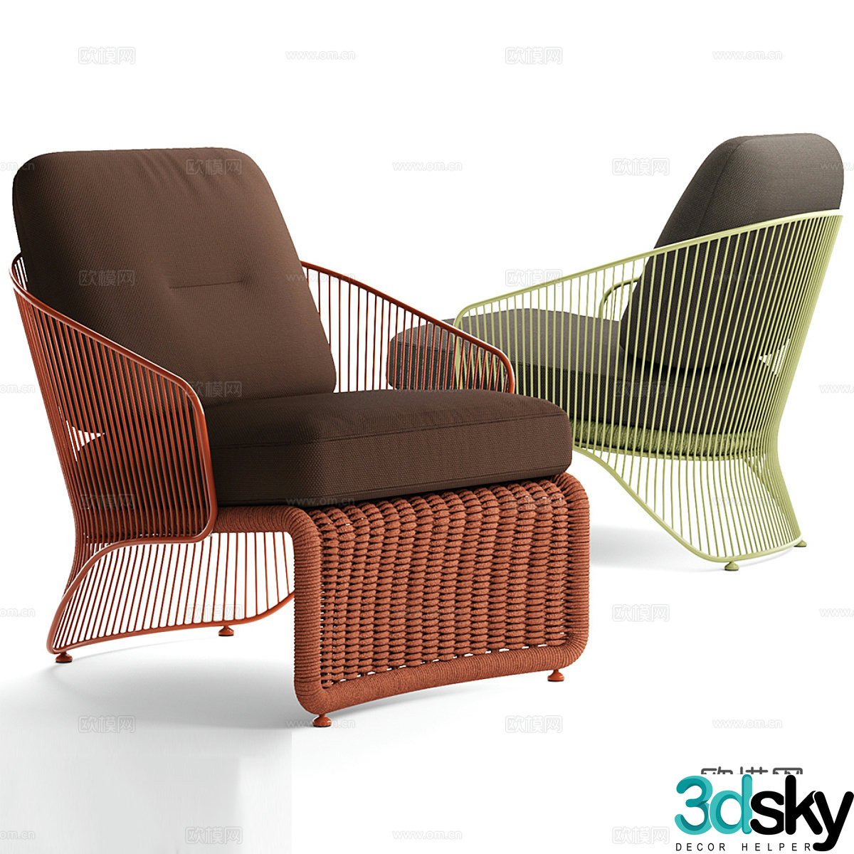 Minotti Colette outdoor armchair 3d model